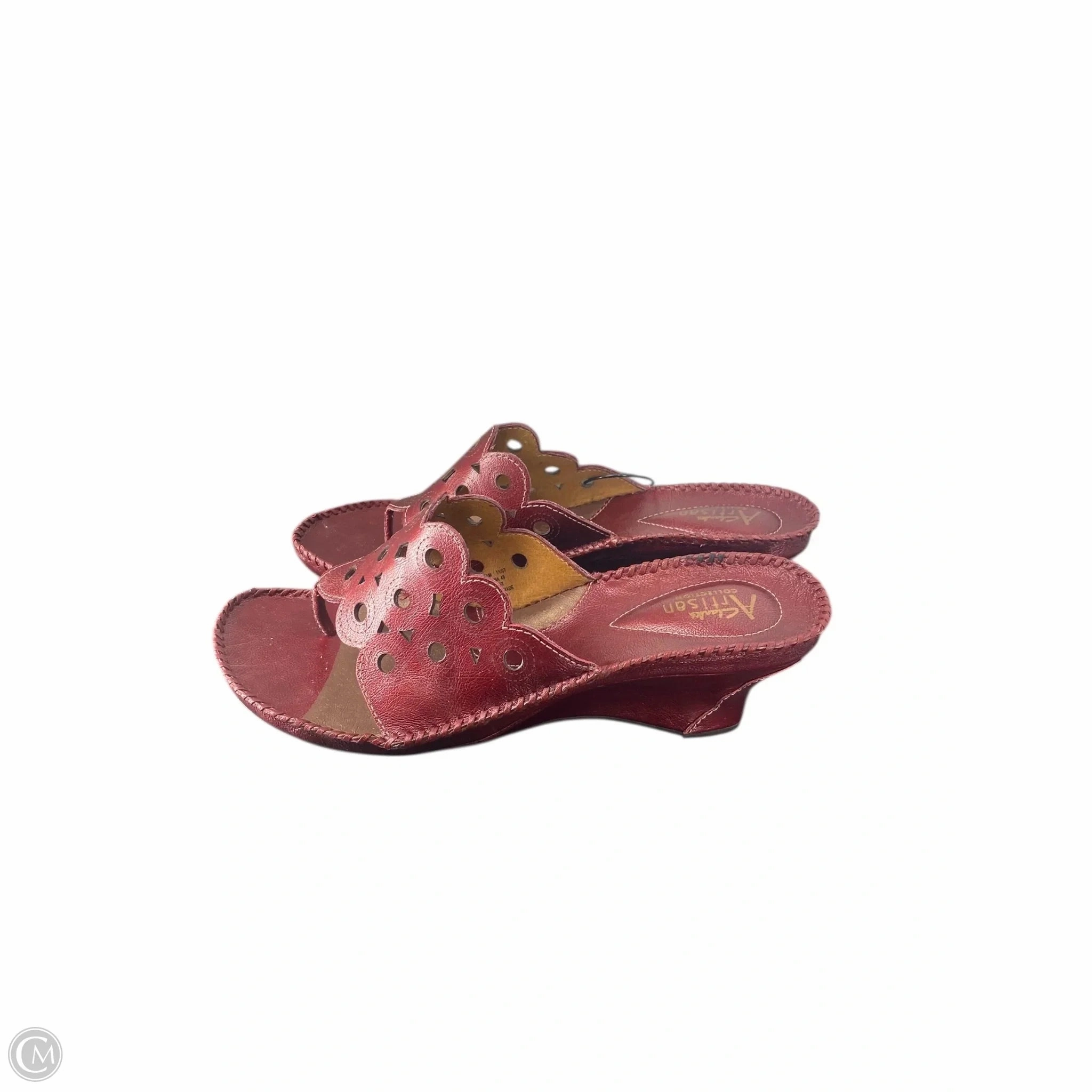 Sandals Heels Wedge By Clarks In Red, Size: 11