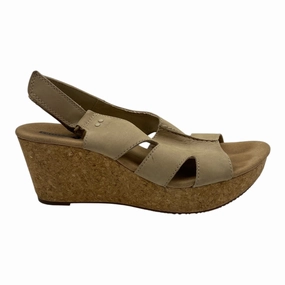 Sandals Heels Wedge By Clarks In Tan, Size:9.5