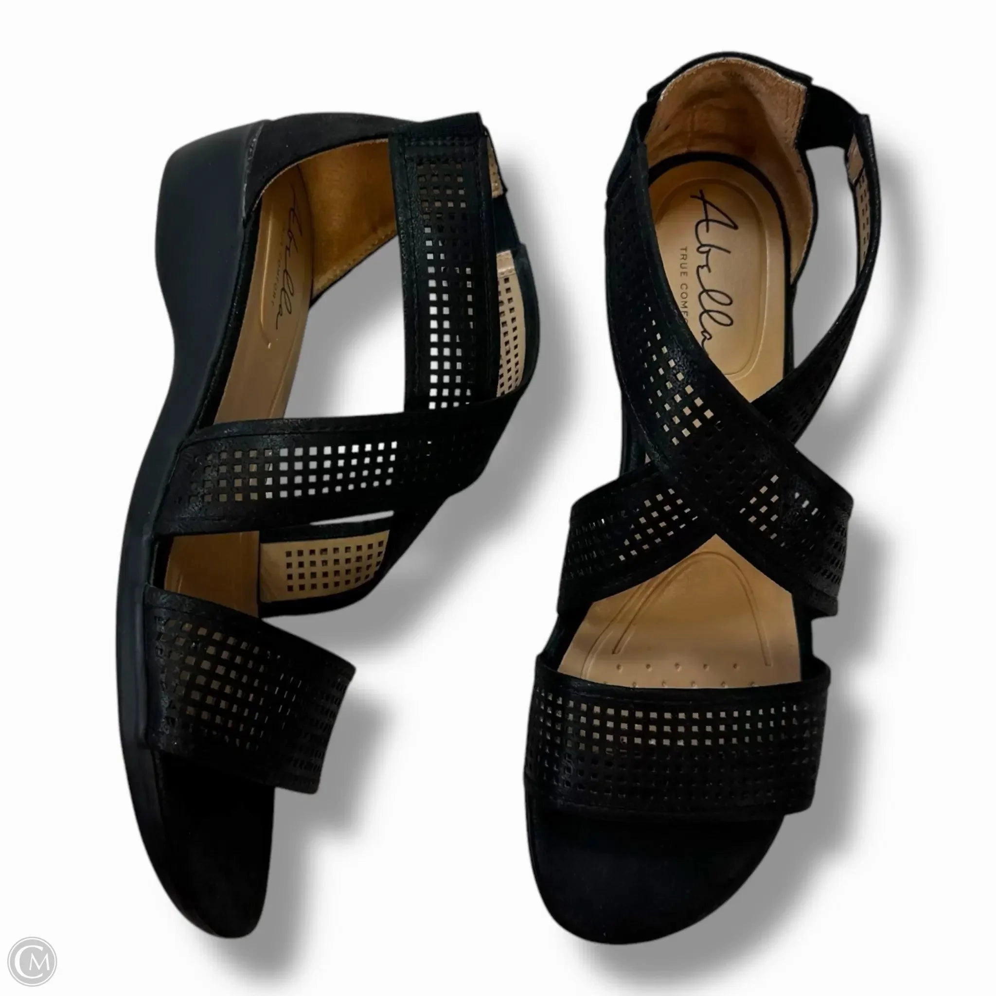Sandals Heels Wedge By Clothes Mentor In Black, Size: 8