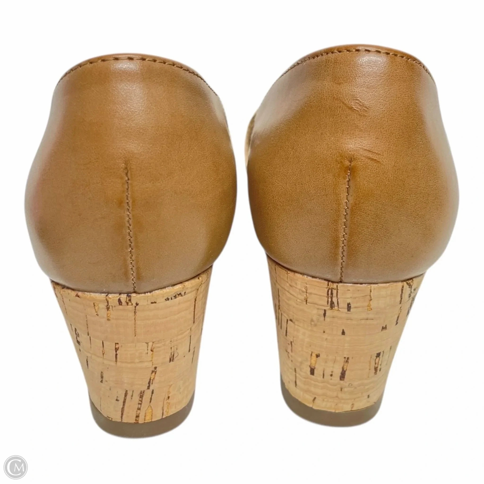 Sandals Heels Wedge By Clothes Mentor In Tan, Size: 7.5