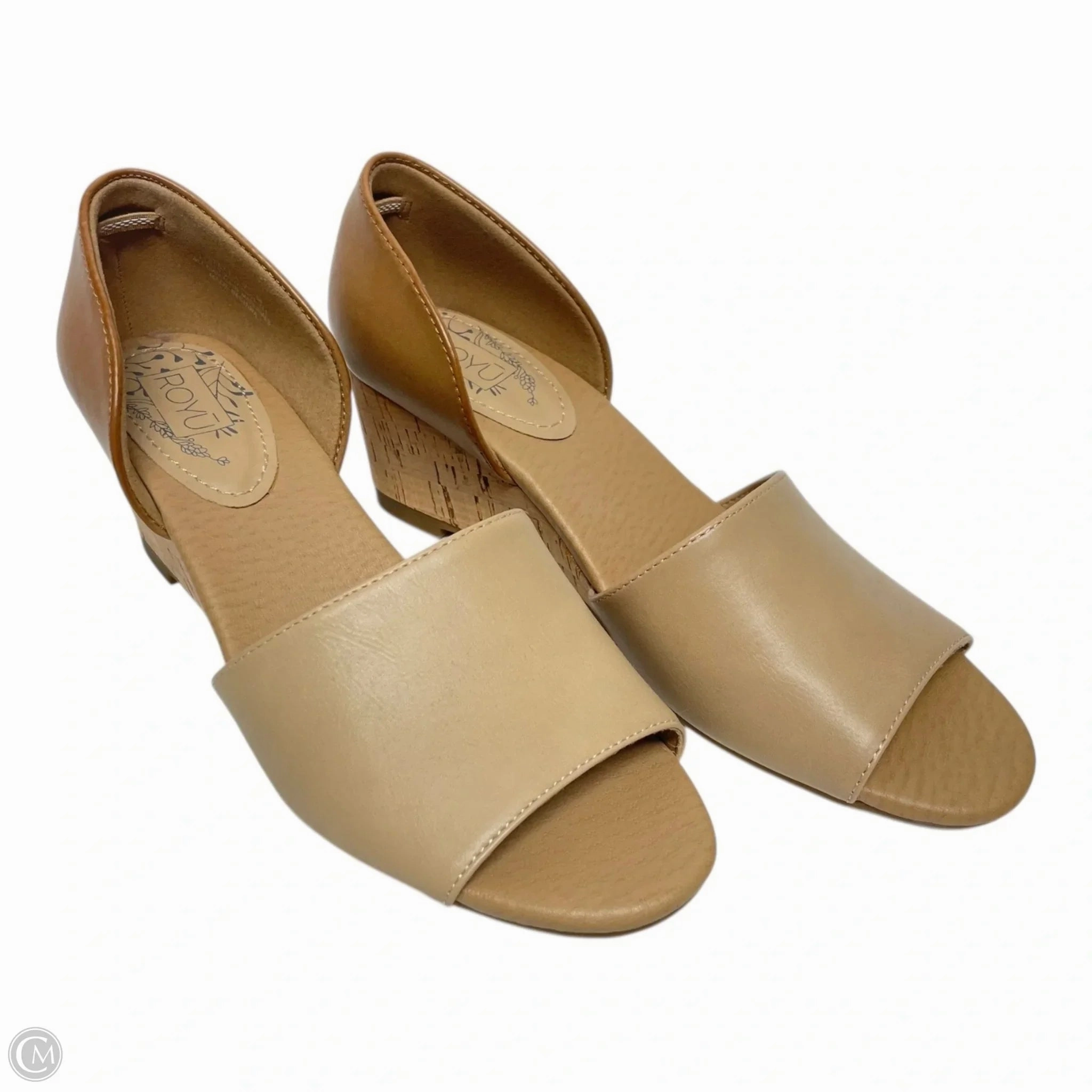 Sandals Heels Wedge By Clothes Mentor In Tan, Size: 7.5