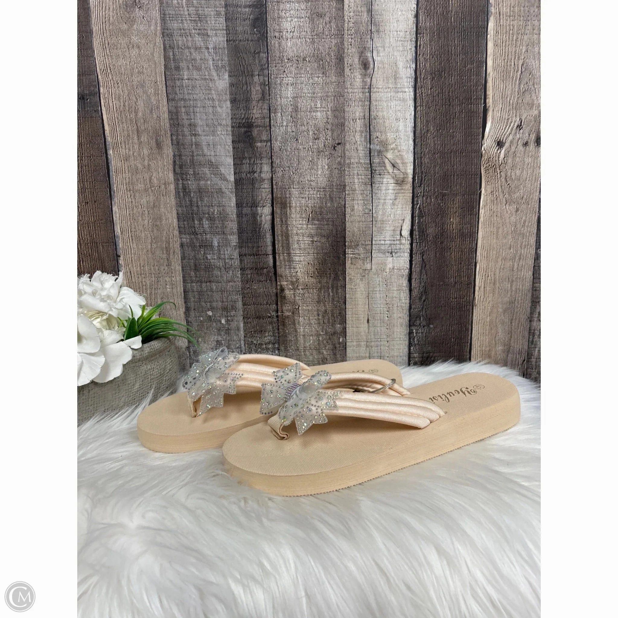 Sandals Heels Wedge By Cme In Peach, Size: 11