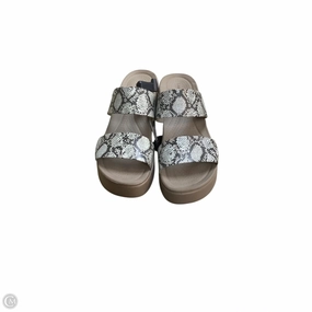 Sandals Heels Wedge By Crocs In Taupe, Size: 8