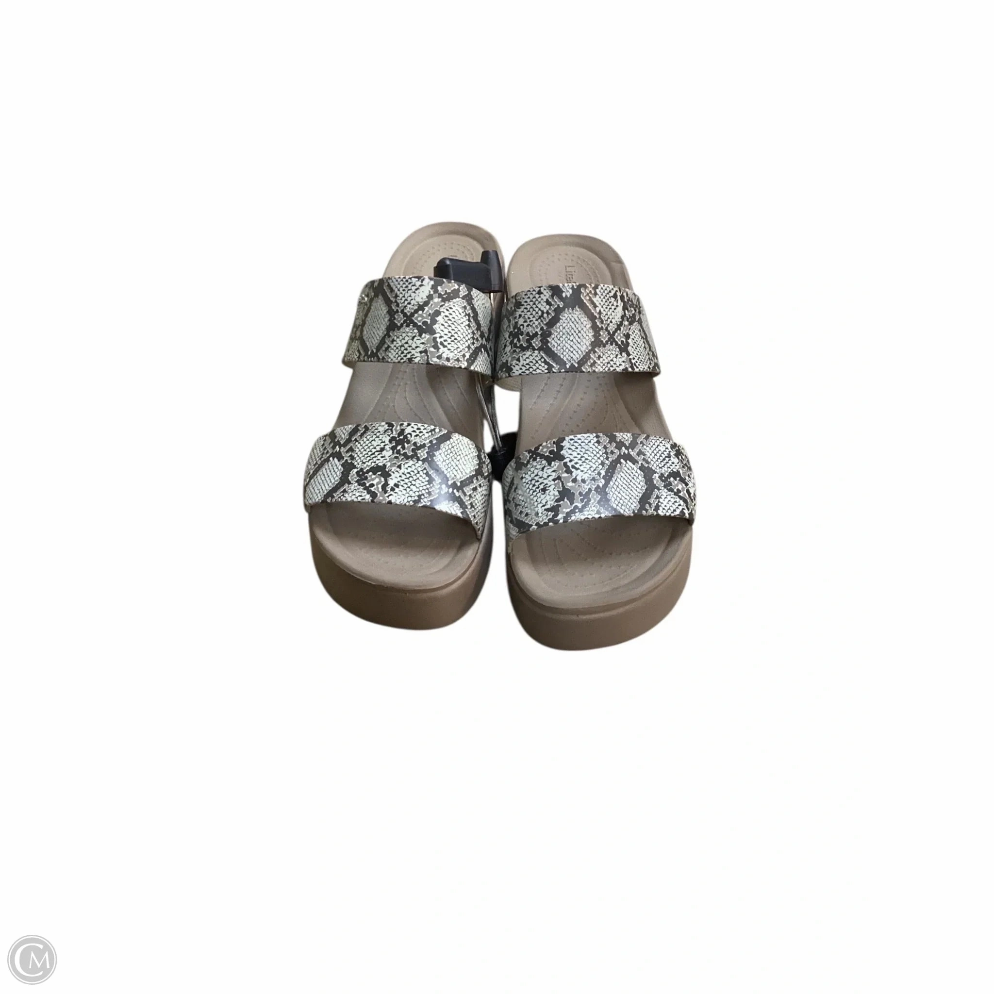 Sandals Heels Wedge By Crocs In Taupe, Size: 8