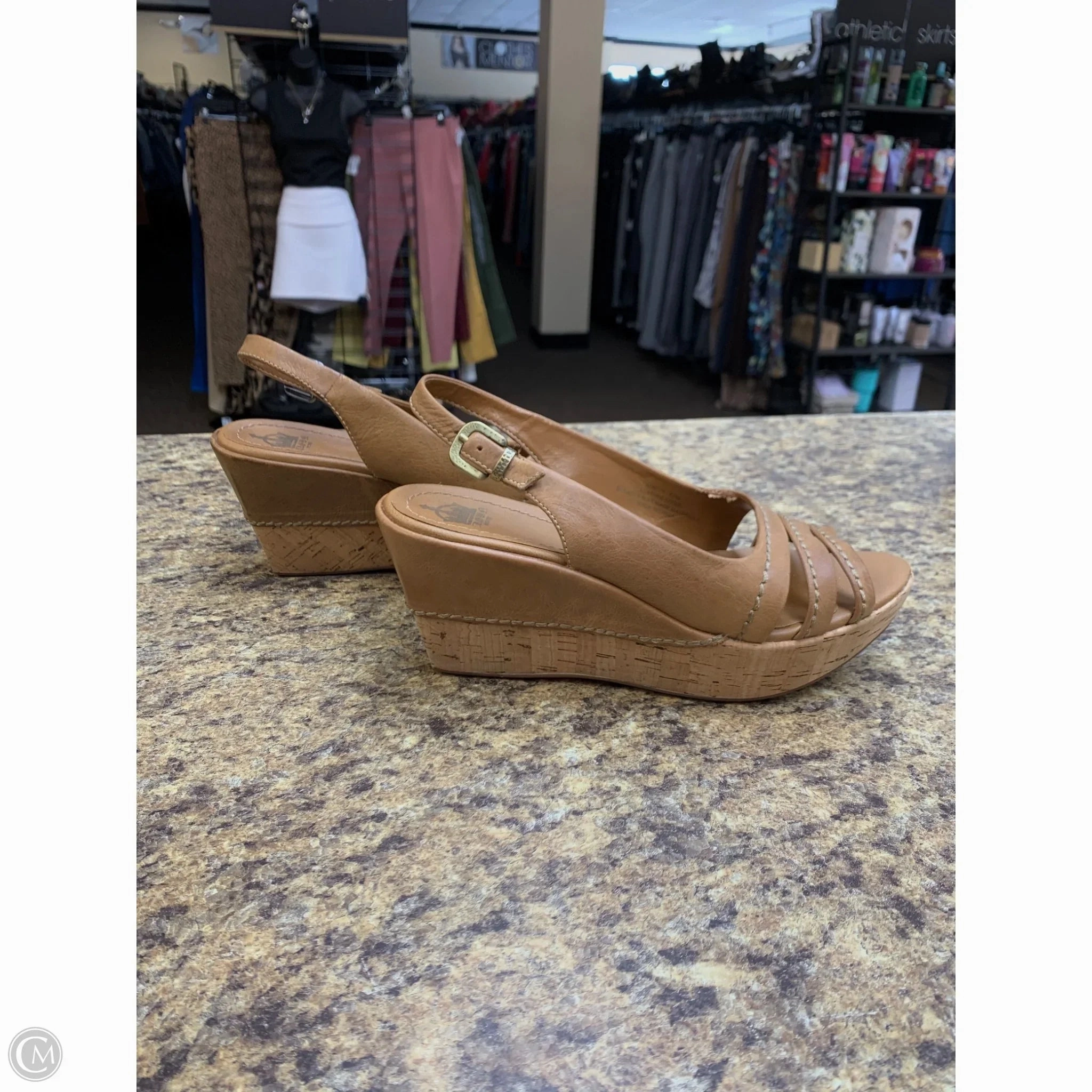 Sandals Heels Wedge By Crown Vintage In Tan, Size: 8.5