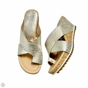 Sandals Heels Wedge By Donald Pliner In Silver & Tan, Size: 8.5