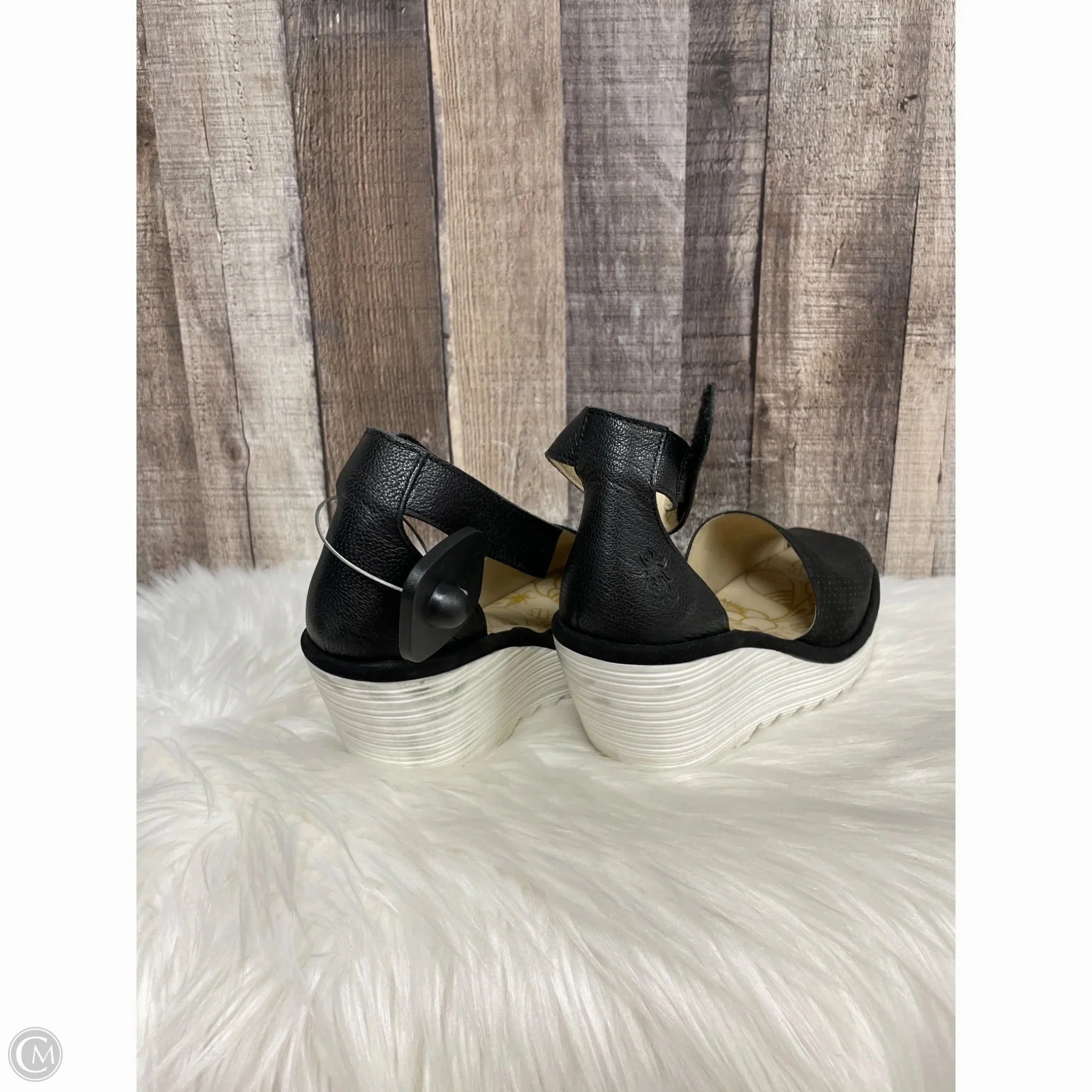 Sandals Heels Wedge By Fly London In Black, Size: 7