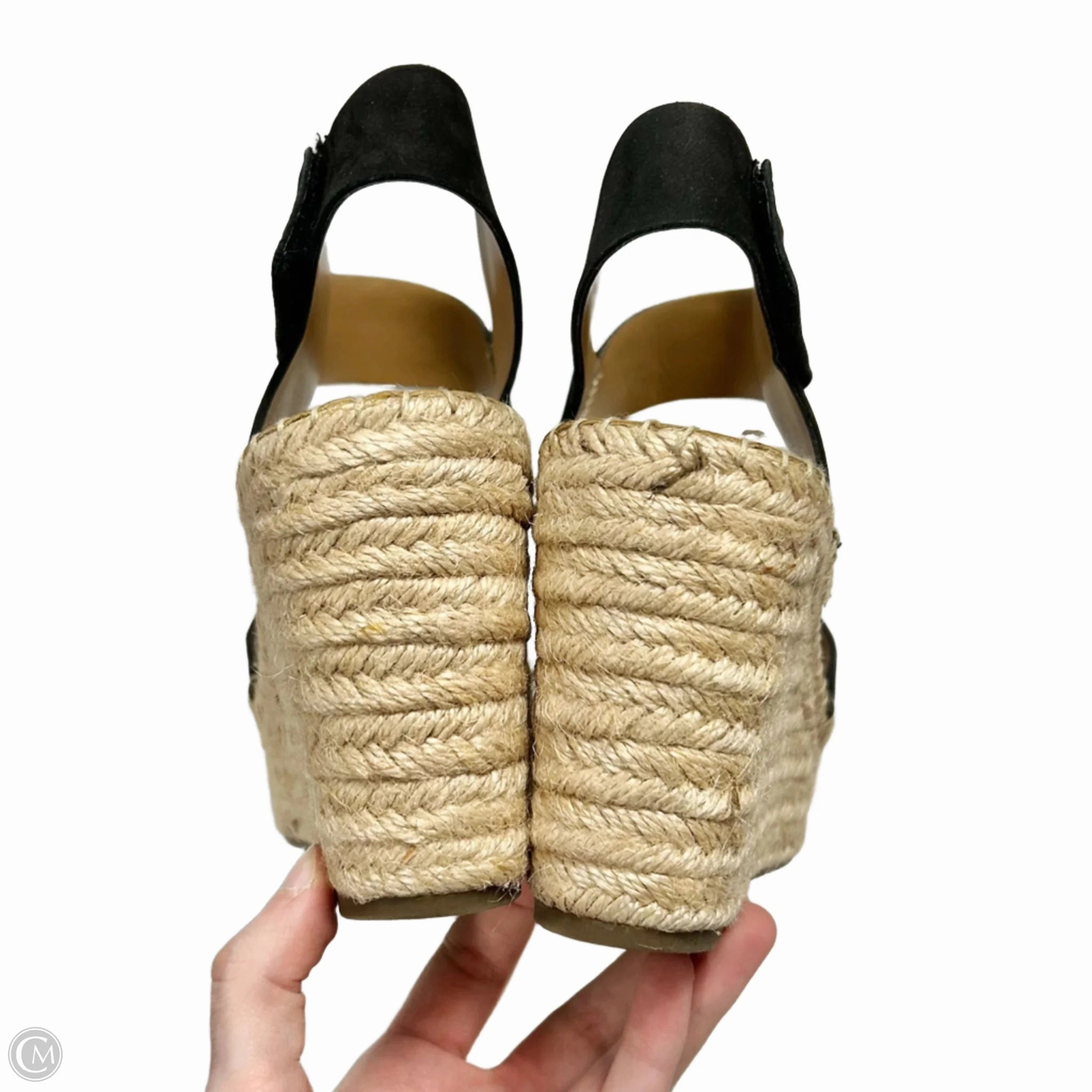 Sandals Heels Wedge By Franco Sarto In Black & Tan, Size: 8