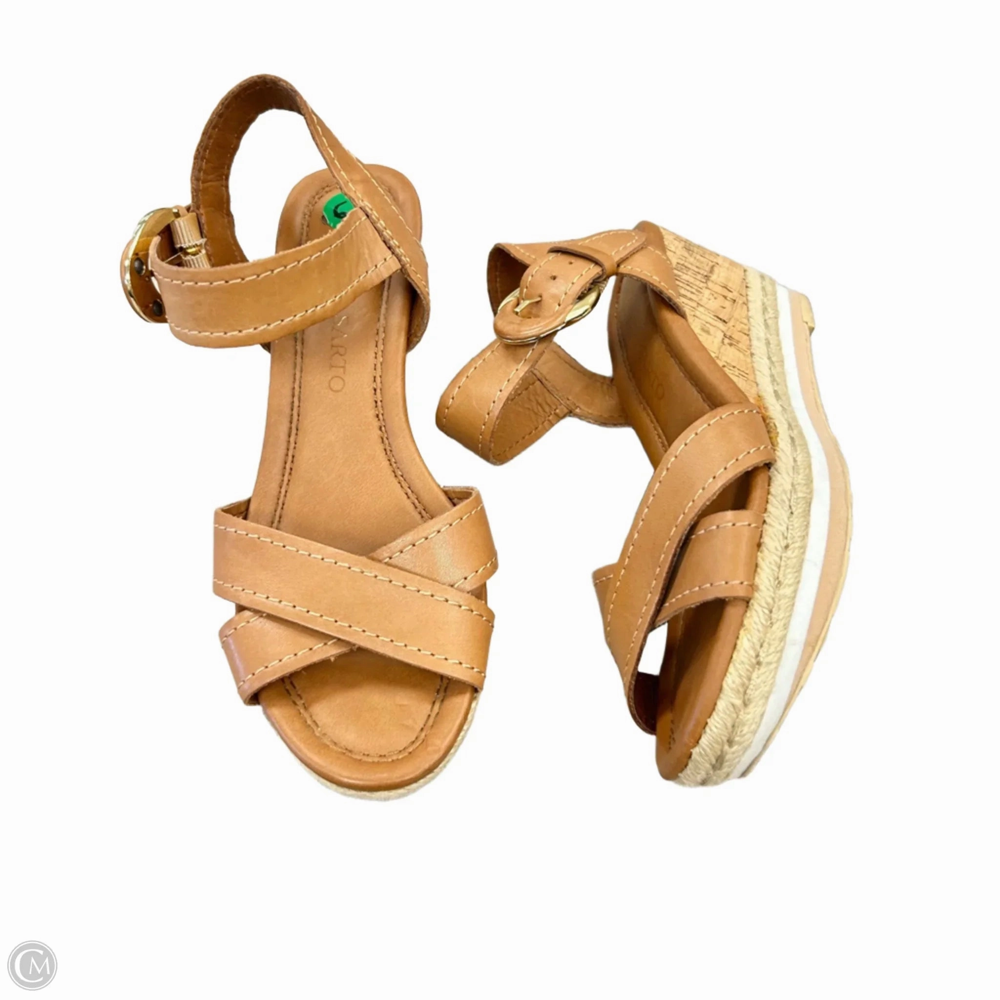 Sandals Heels Wedge By Franco Sarto In Tan, Size: 6.5
