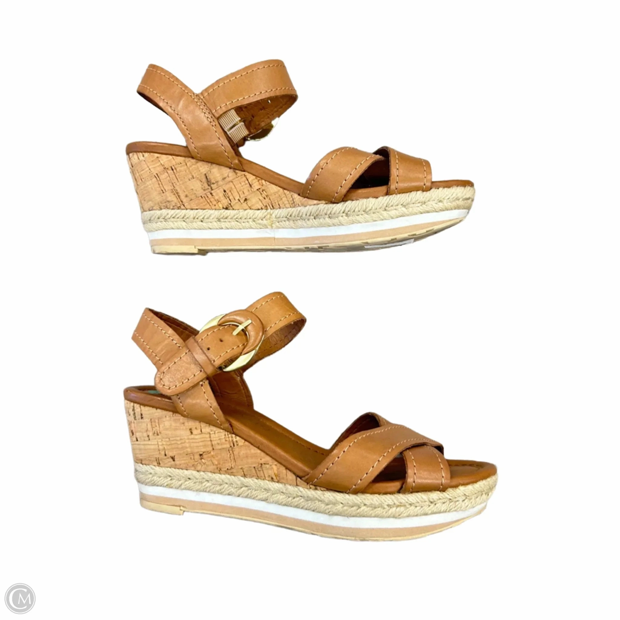 Sandals Heels Wedge By Franco Sarto In Tan, Size: 6.5