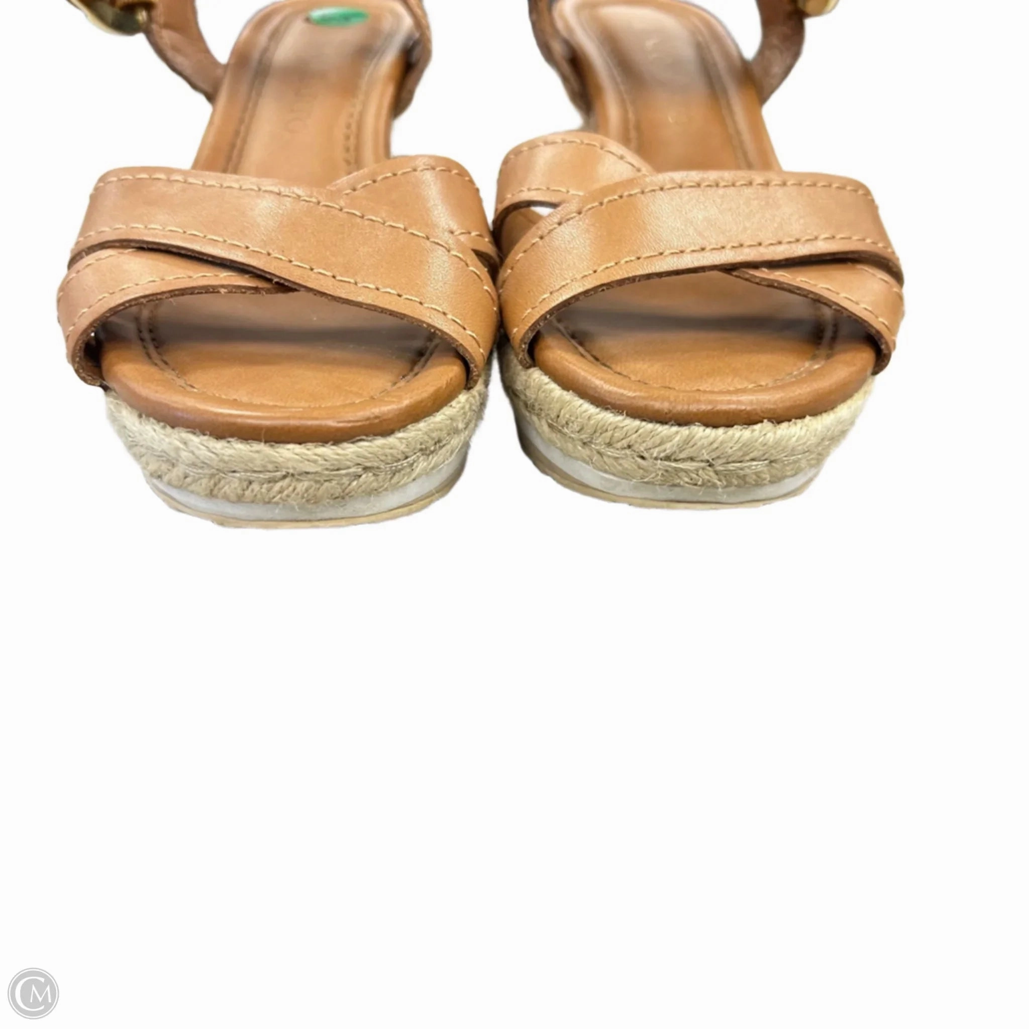 Sandals Heels Wedge By Franco Sarto In Tan, Size: 6.5