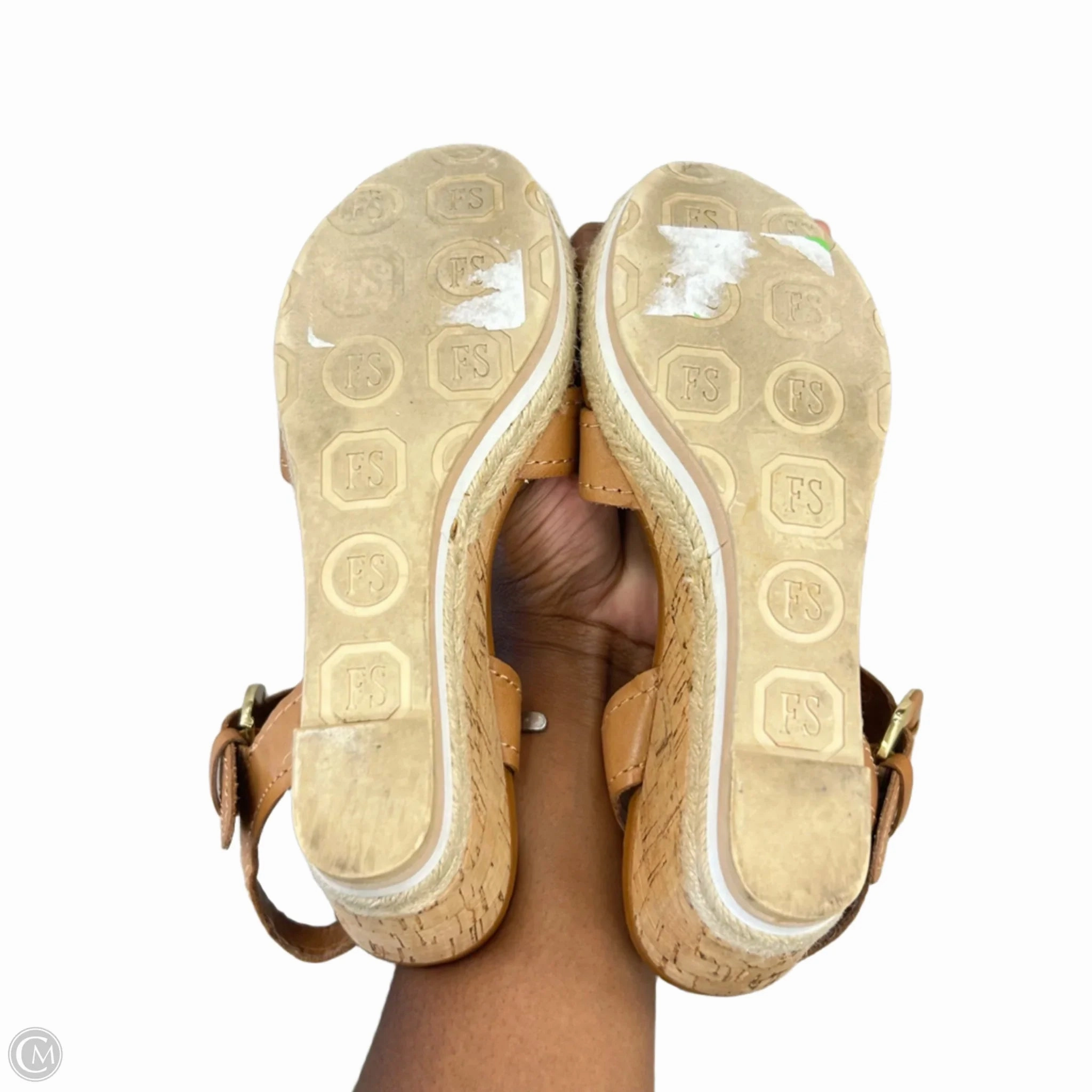 Sandals Heels Wedge By Franco Sarto In Tan, Size: 6.5