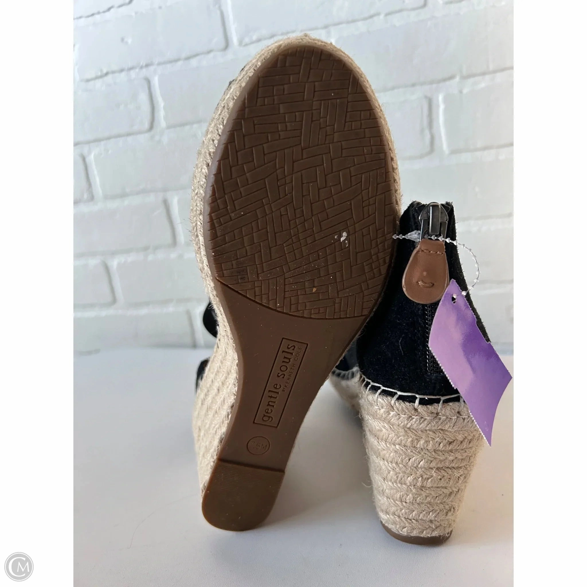 Sandals Heels Wedge By Gentle Souls In Black & Tan, Size: 7.5