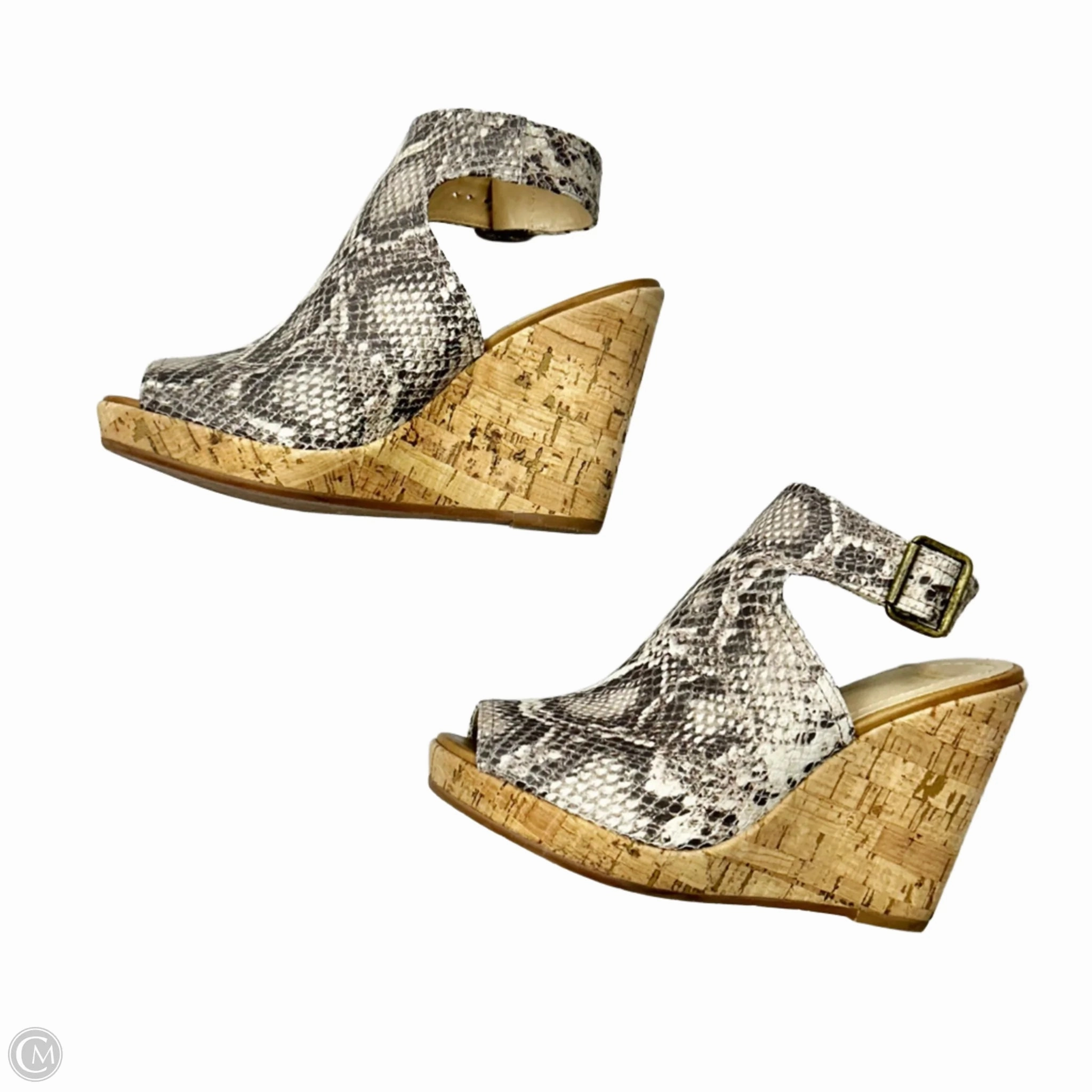 Sandals Heels Wedge By Johnston & Murphy In Snakeskin Print, Size: 6