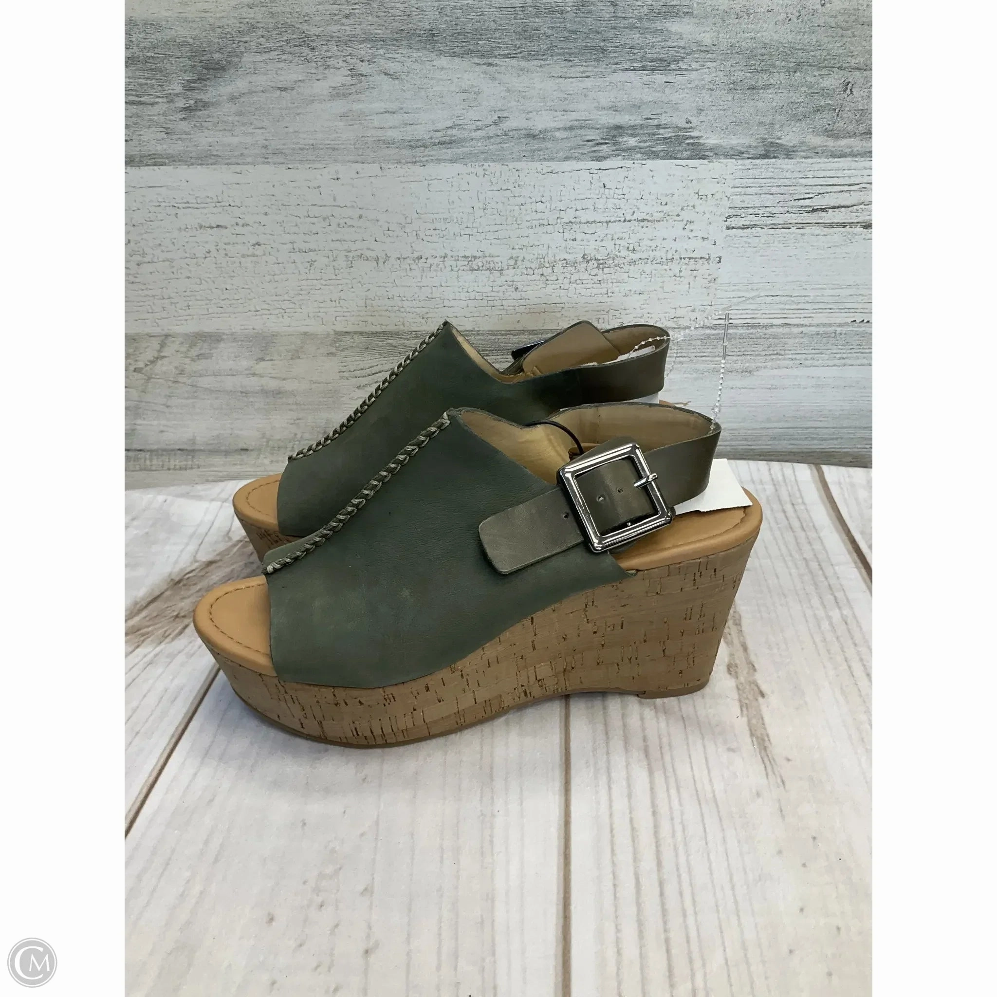 Sandals Heels Wedge By Marc Fisher In Green, Size: 8