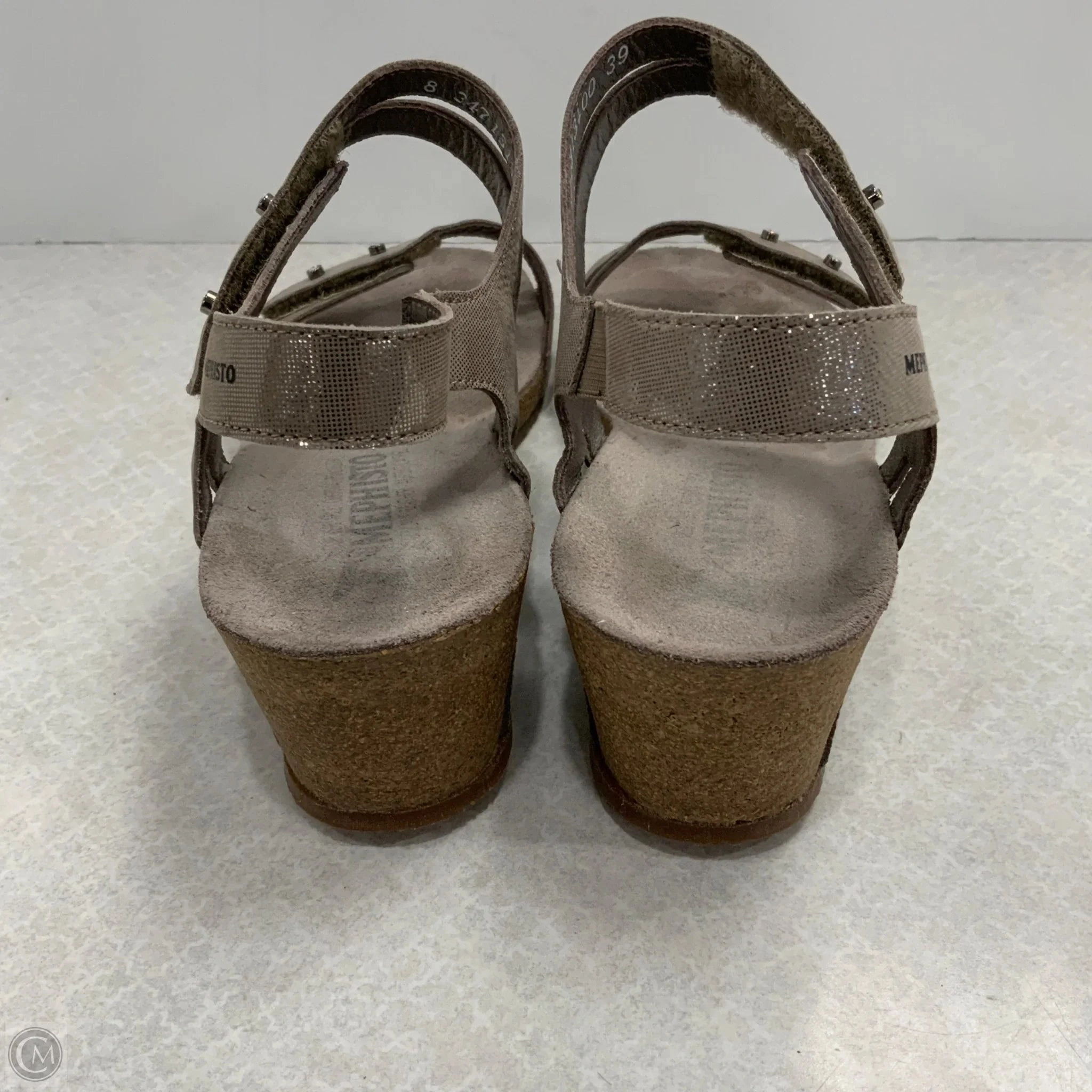 Sandals Heels Wedge By Mephisto In Grey, Size: 8.5