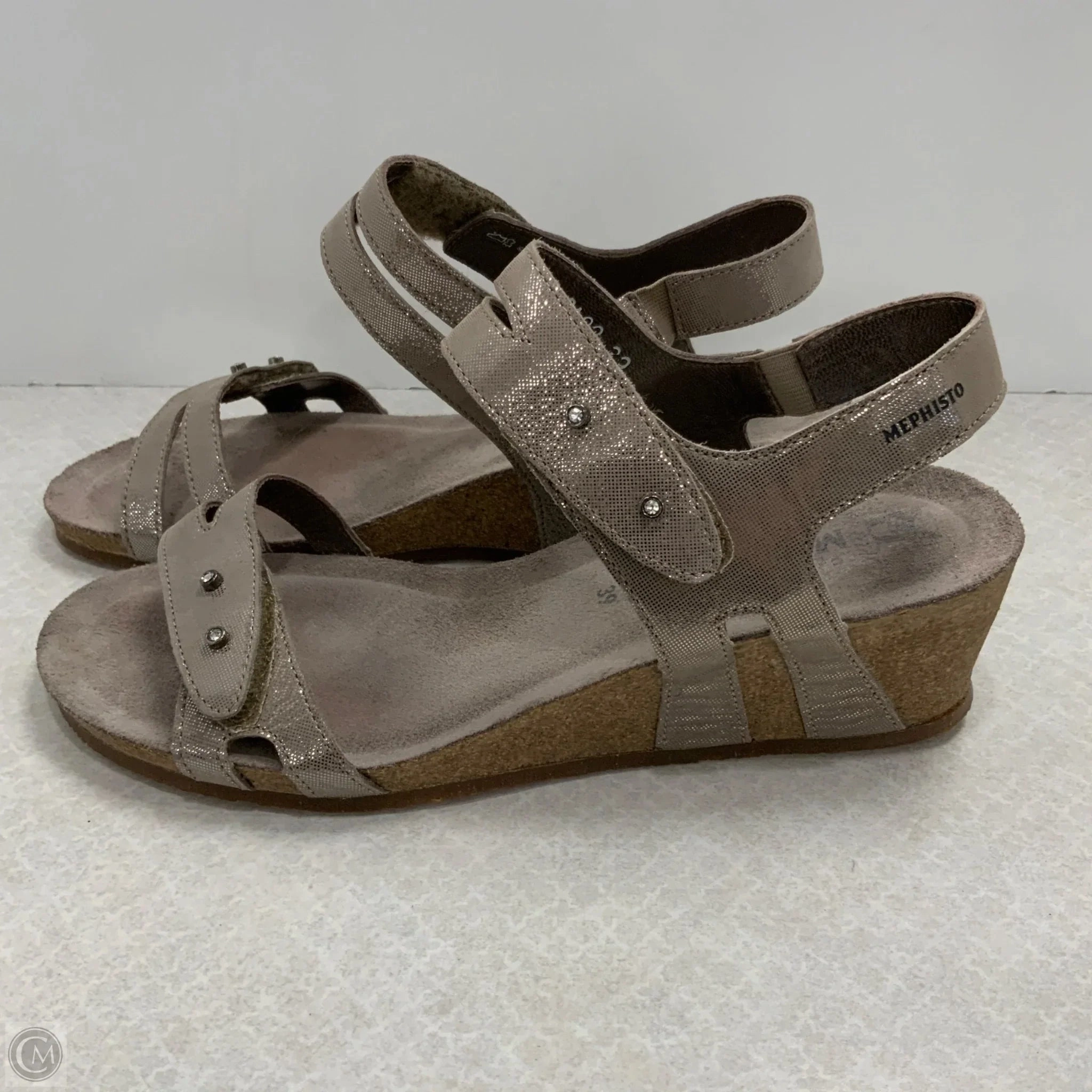 Sandals Heels Wedge By Mephisto In Grey, Size: 8.5