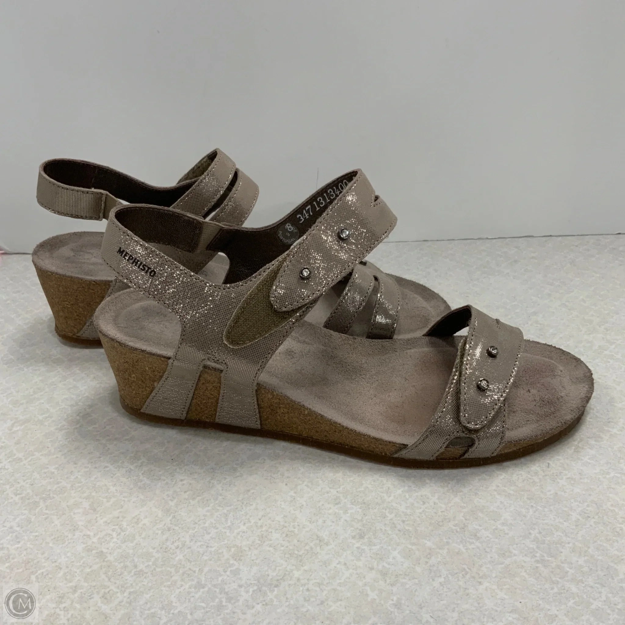 Sandals Heels Wedge By Mephisto In Grey, Size: 8.5