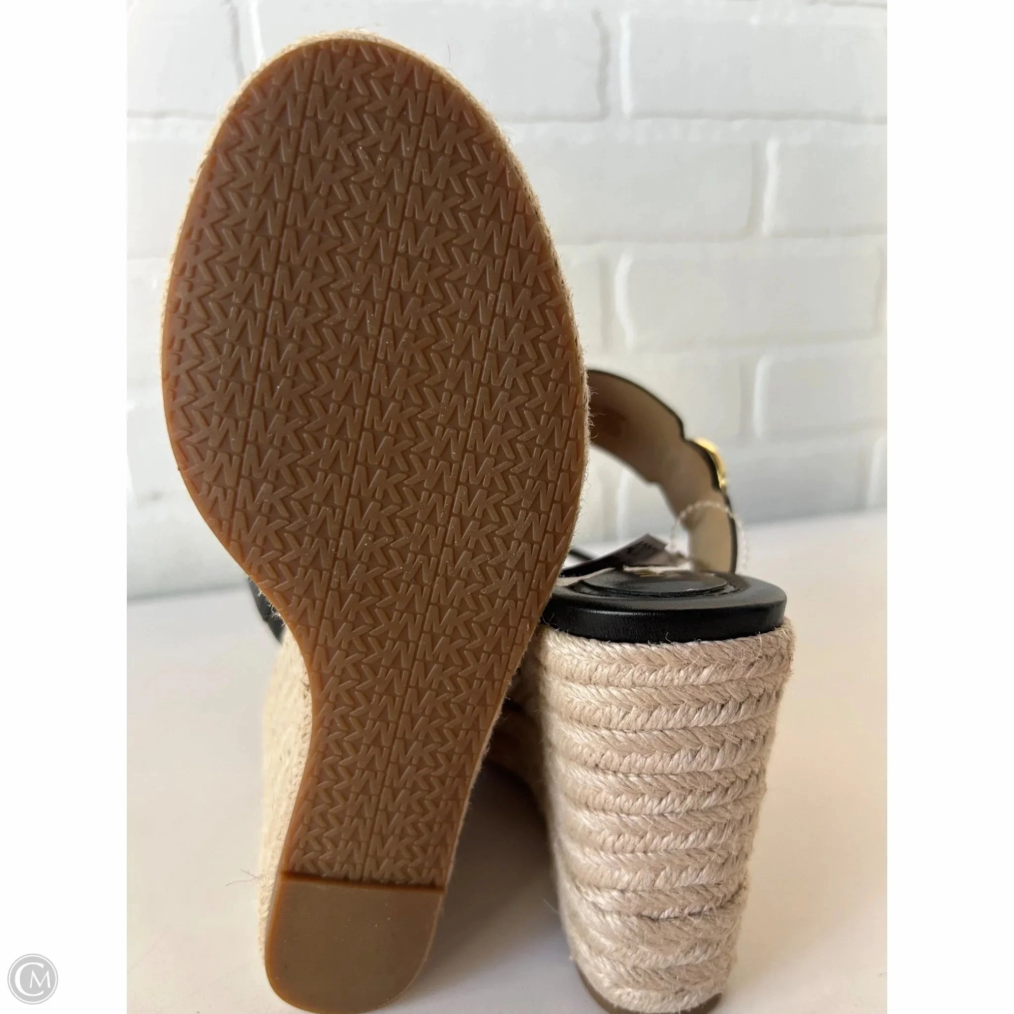 Sandals Heels Wedge By Michael By Michael Kors In Black & Tan, Size: 5.5