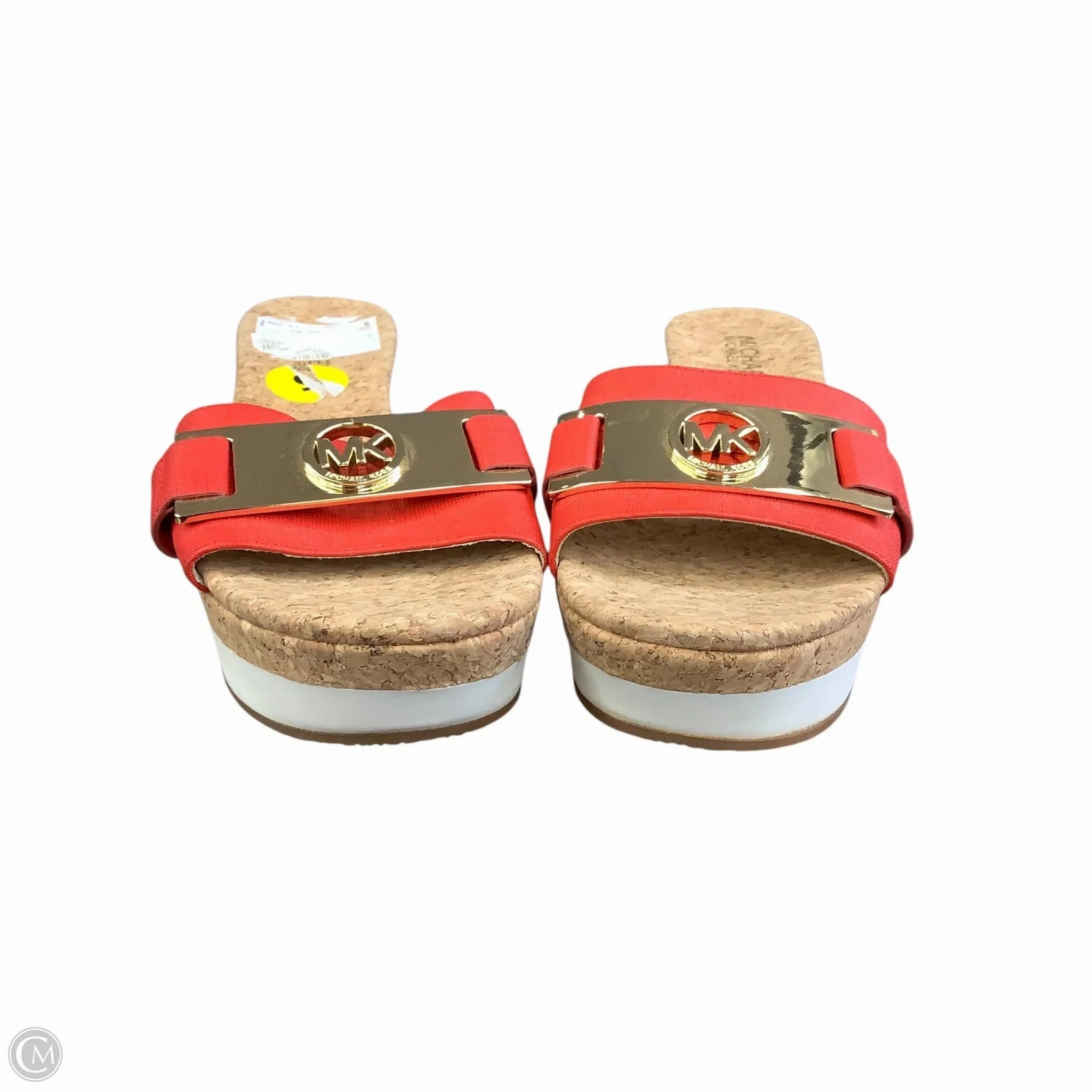 Sandals Heels Wedge By Michael By Michael Kors In Orange & Tan, Size: 5