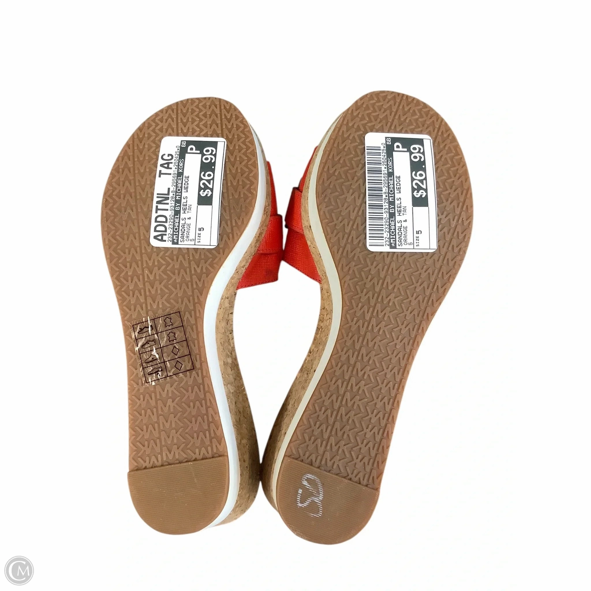 Sandals Heels Wedge By Michael By Michael Kors In Orange & Tan, Size: 5