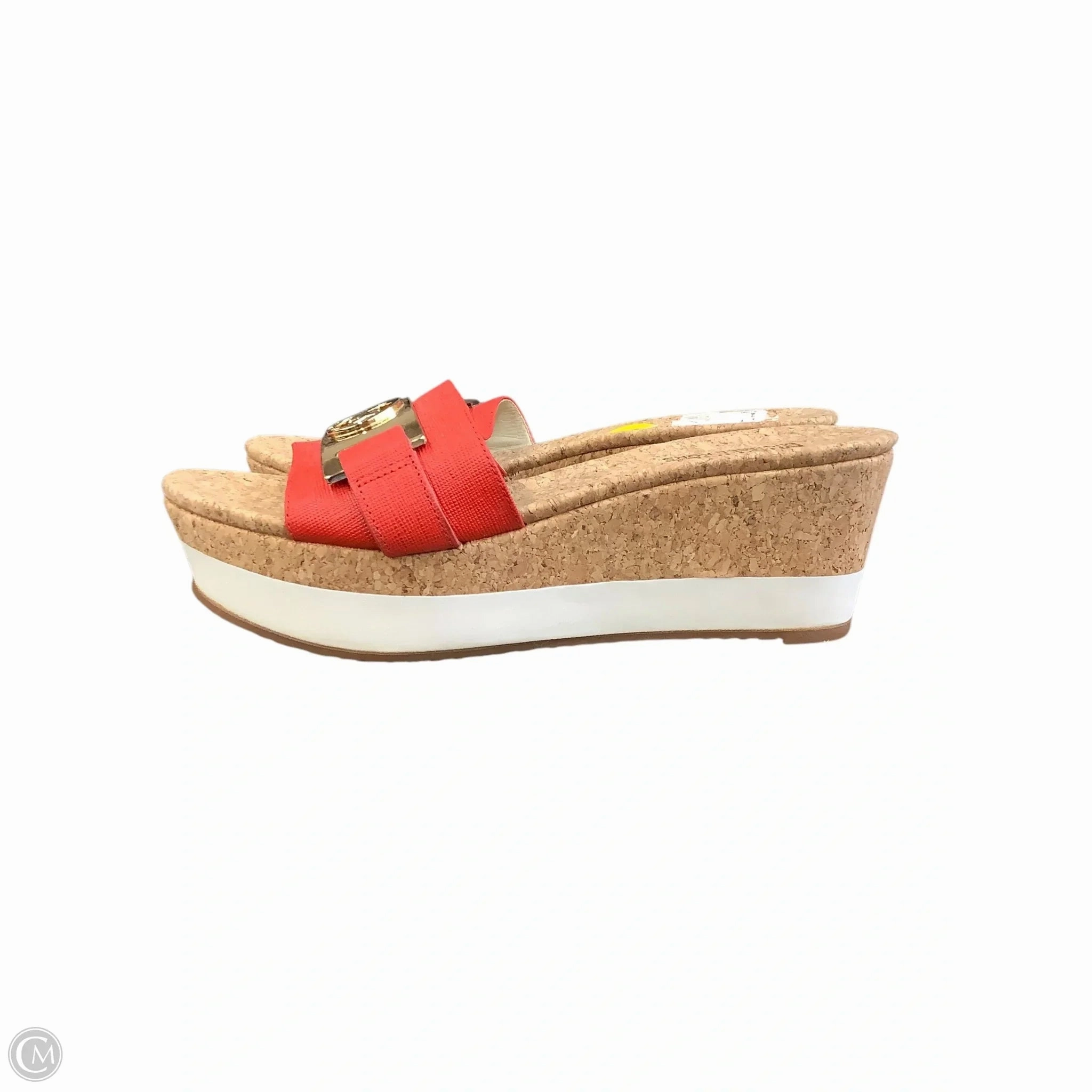 Sandals Heels Wedge By Michael By Michael Kors In Orange & Tan, Size: 5