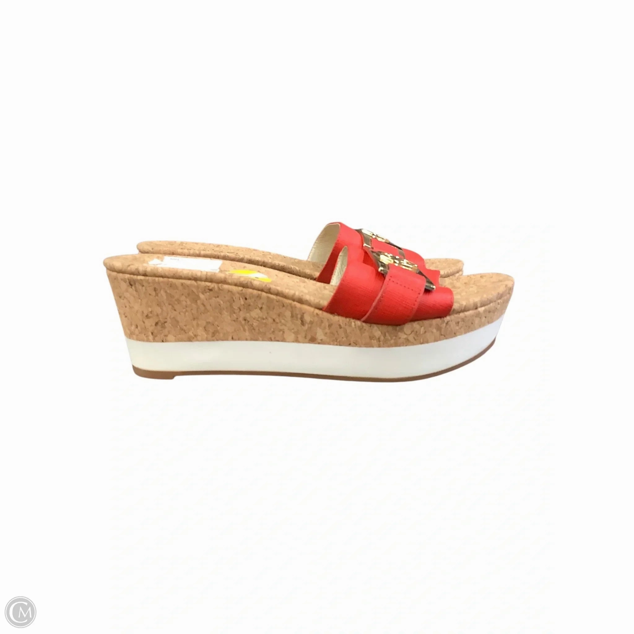 Sandals Heels Wedge By Michael By Michael Kors In Orange & Tan, Size: 5