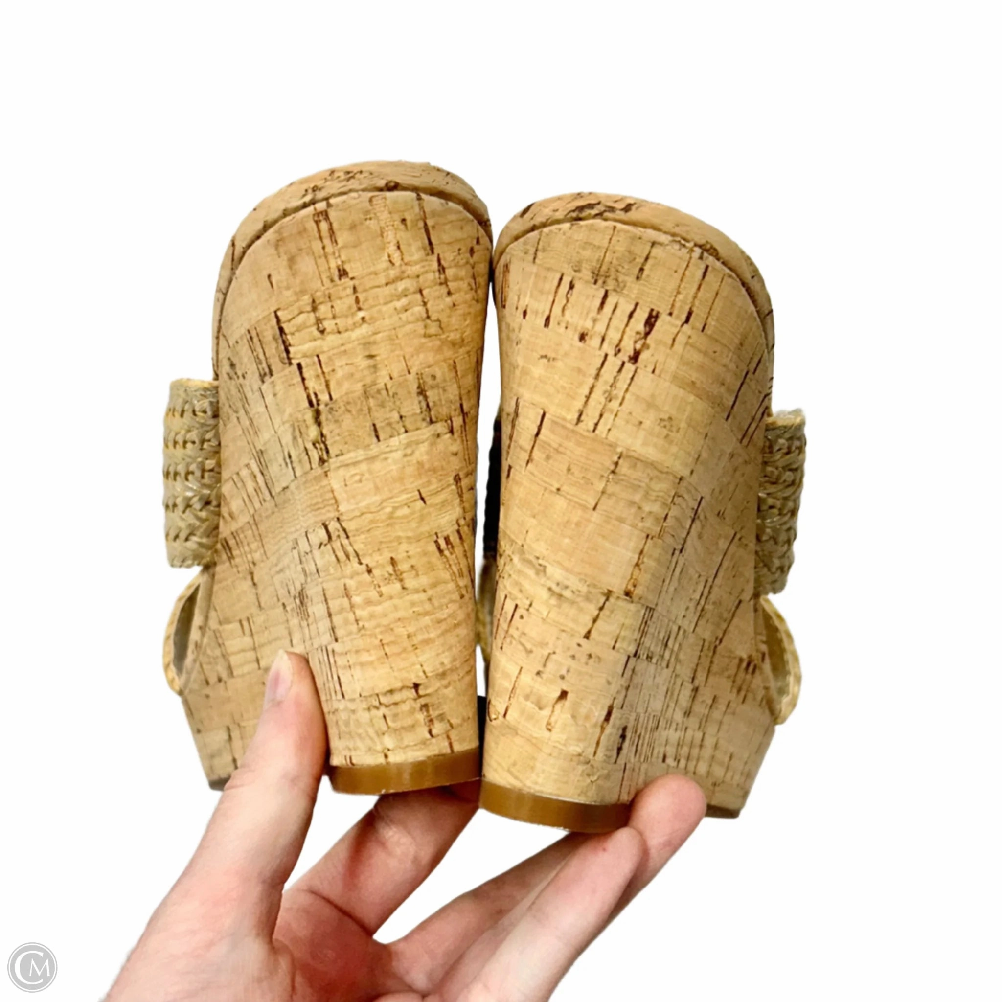 Sandals Heels Wedge By Nine West In Gold & Tan, Size: 6