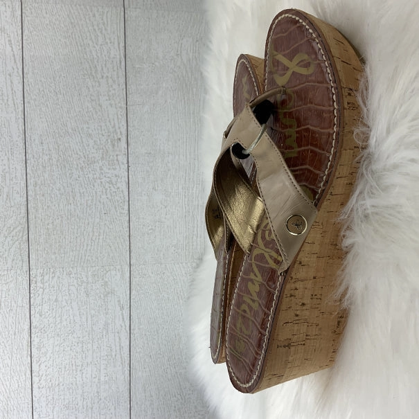 Sandals Heels Wedge By Sam Edelman In Brown, Size: 8