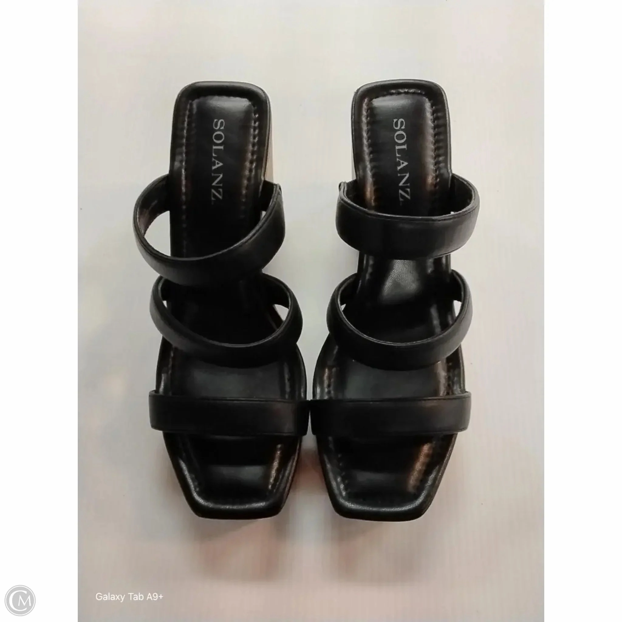 Sandals Heels Wedge By Solanz In Black, Size: 8.5