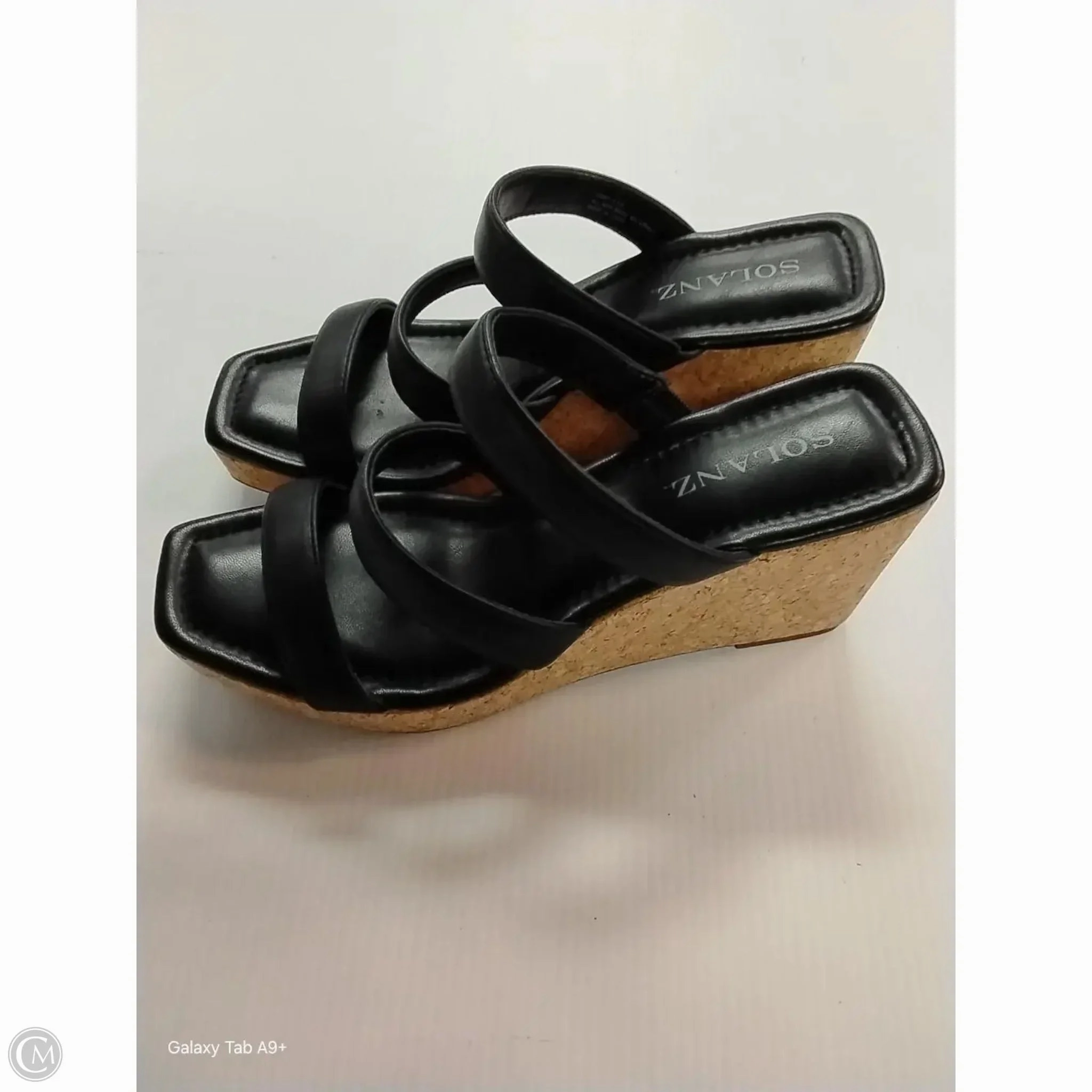 Sandals Heels Wedge By Solanz In Black, Size: 8.5