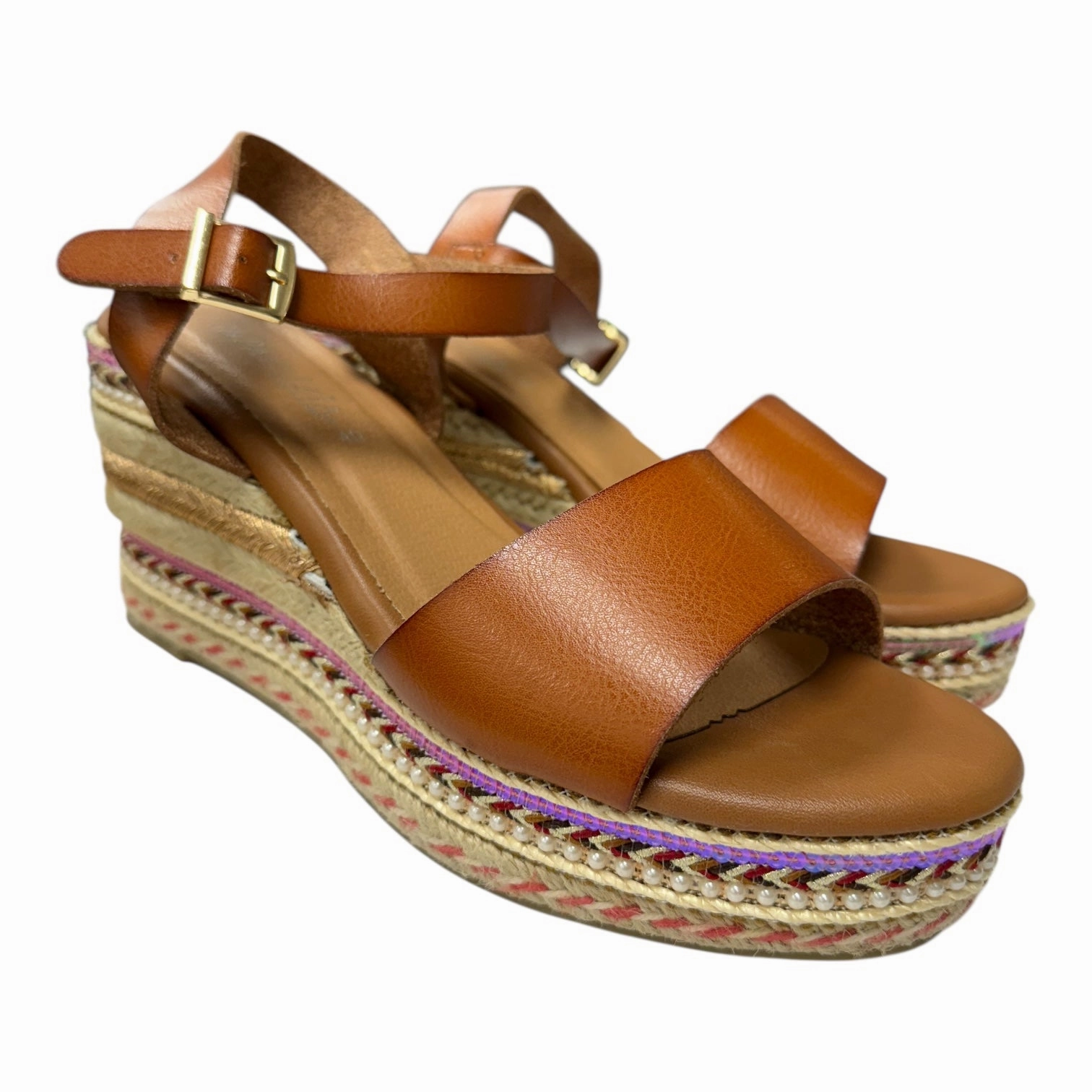 Sandals Heels Wedge By Spring Step In Brown, Size:9