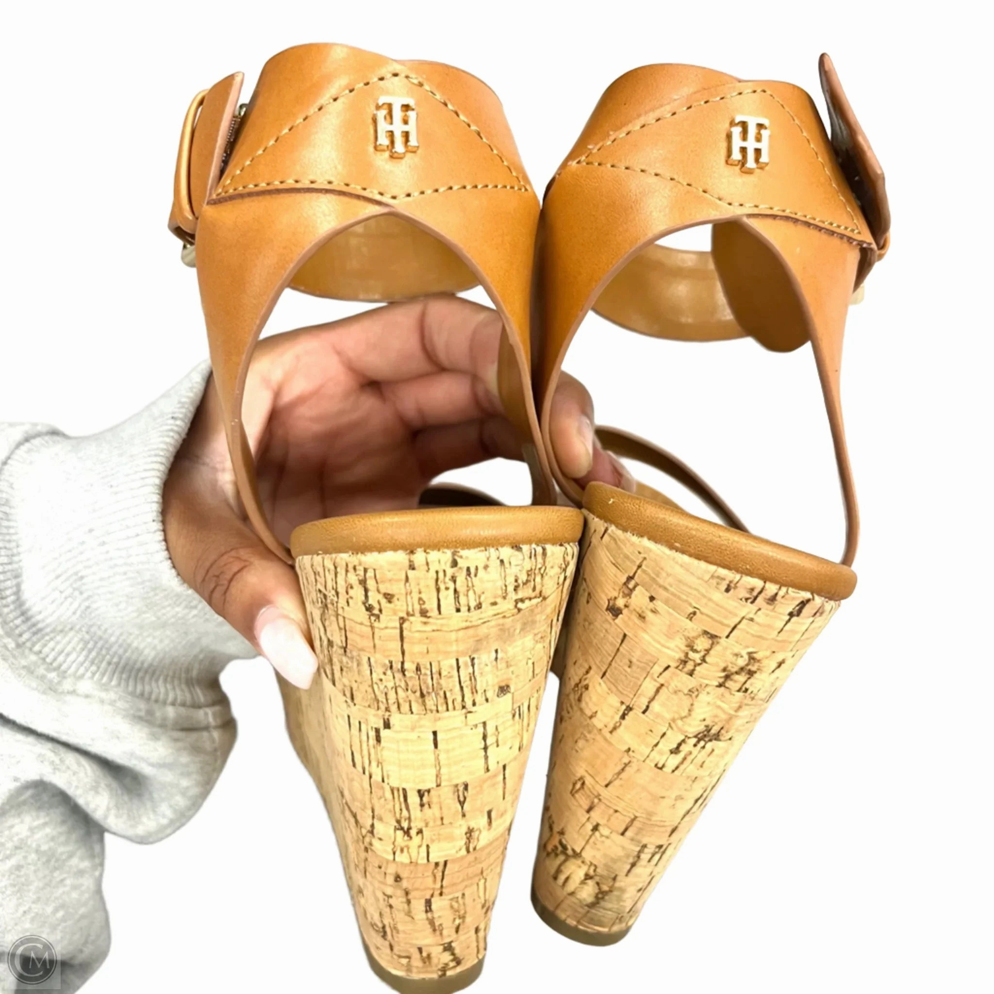 Sandals Heels Wedge By Tommy Hilfiger In Tan, Size: 8