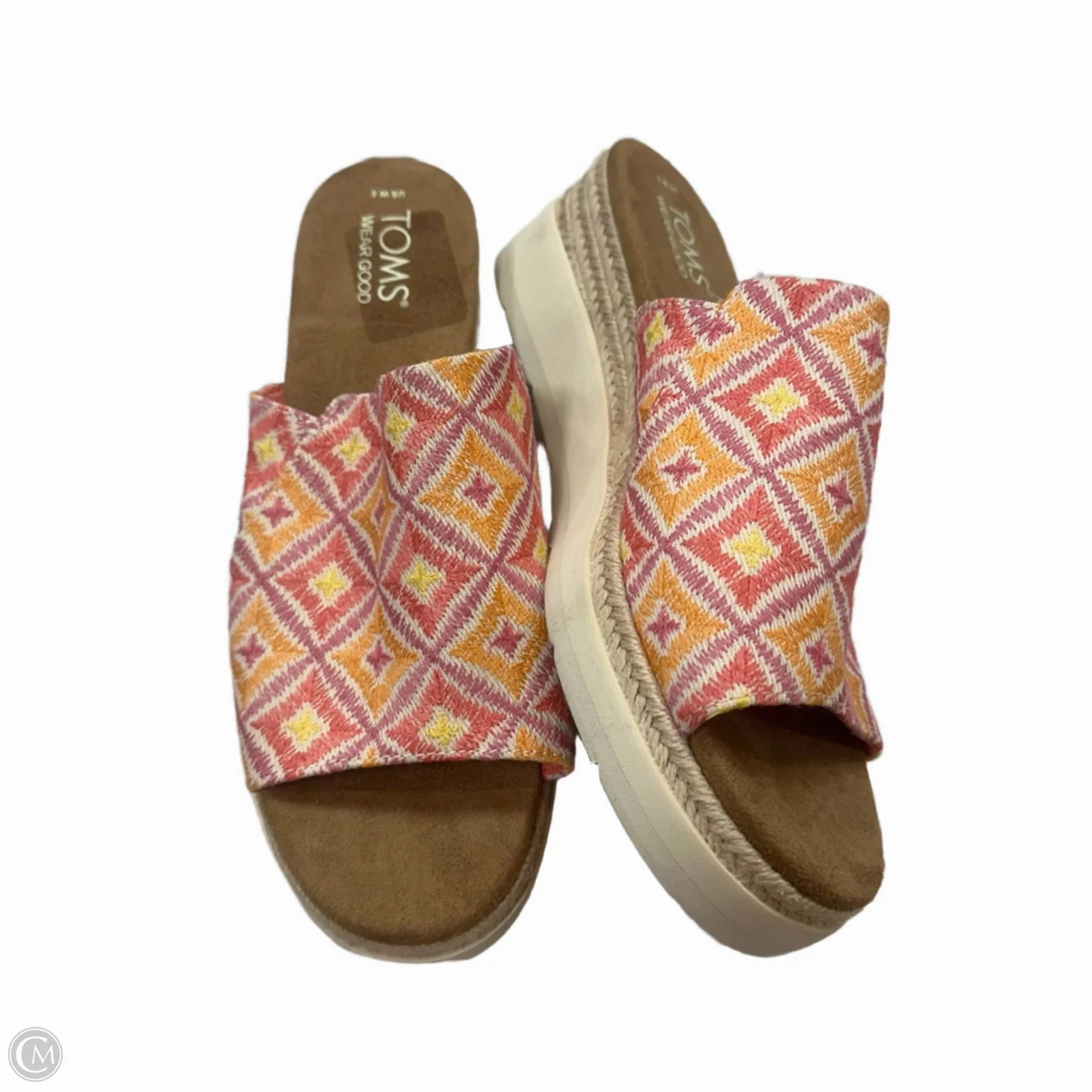 Sandals Heels Wedge By Toms In Pink, Size: 8