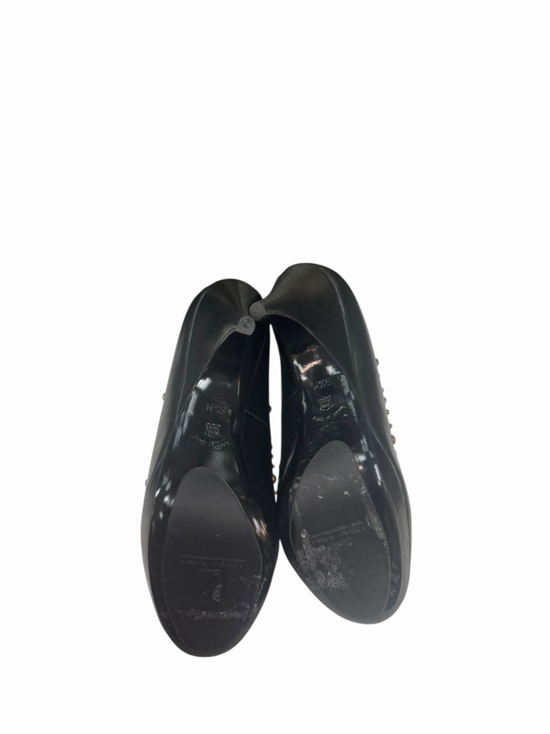 Shoes Heels Stiletto By Donald Pliner In Black & Gold, Size: 9.5