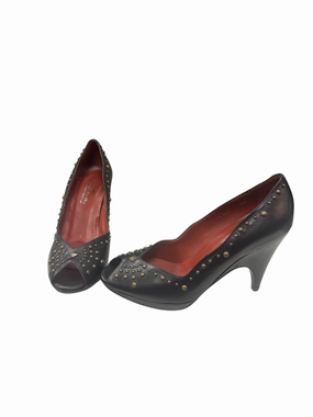 Shoes Heels Stiletto By Donald Pliner In Black & Gold, Size: 9.5