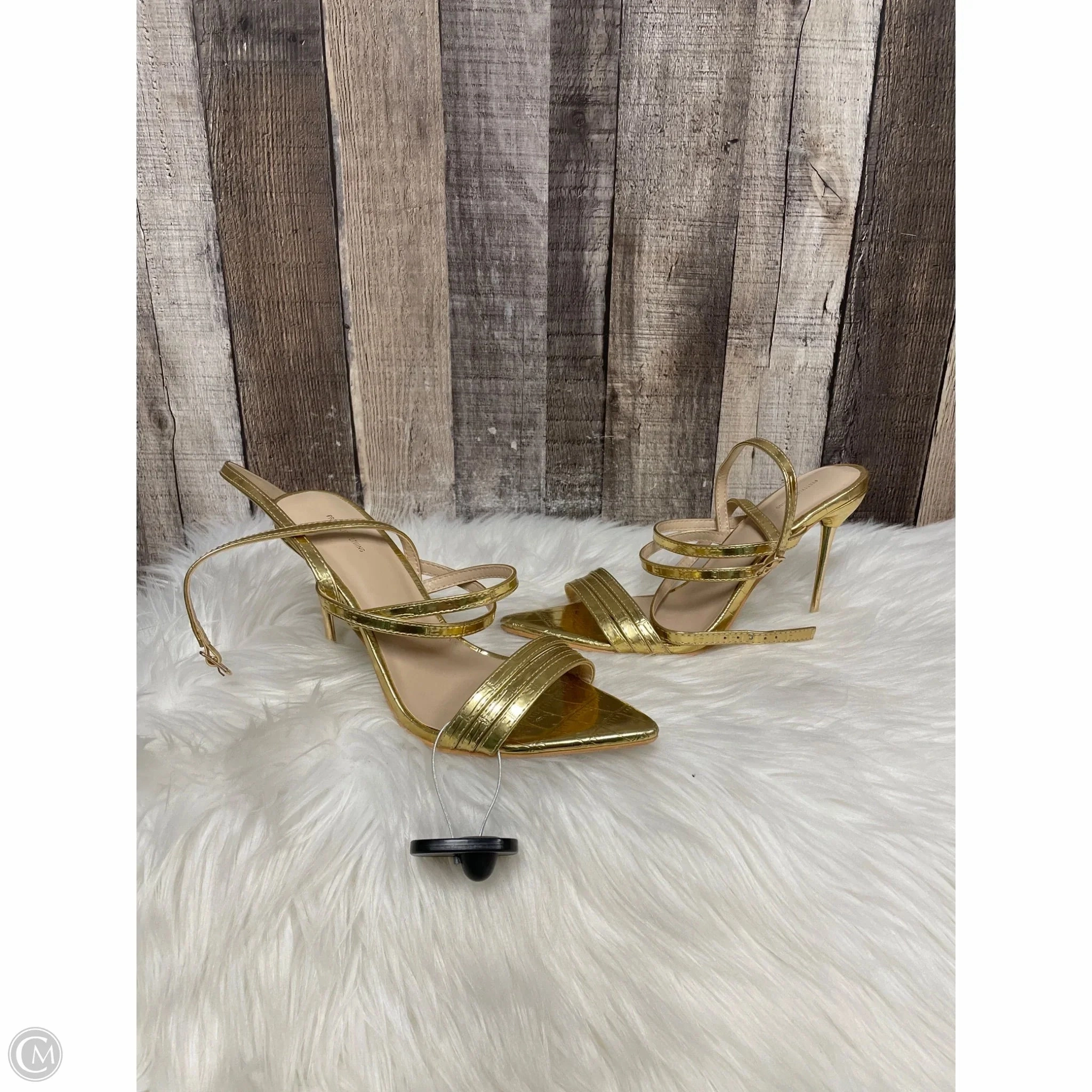 Shoes Heels Stiletto By Pretty Little Thing In Gold, Size: 5
