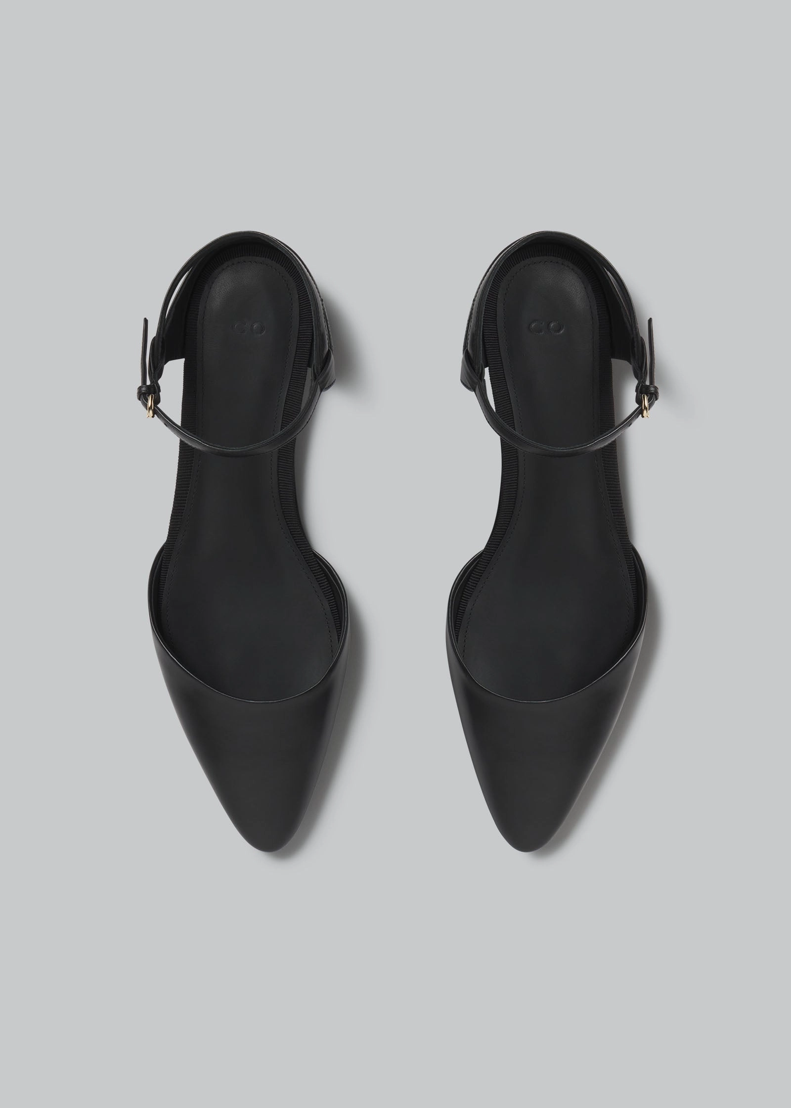 Slingback Pointed Toe Flat in Calfskin - Black