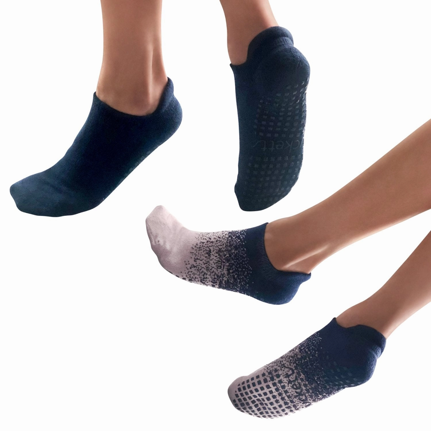 Tab Closed Toe Grip Socks - Navy and Rose Navy 2 Pack (Barre / Pilates)