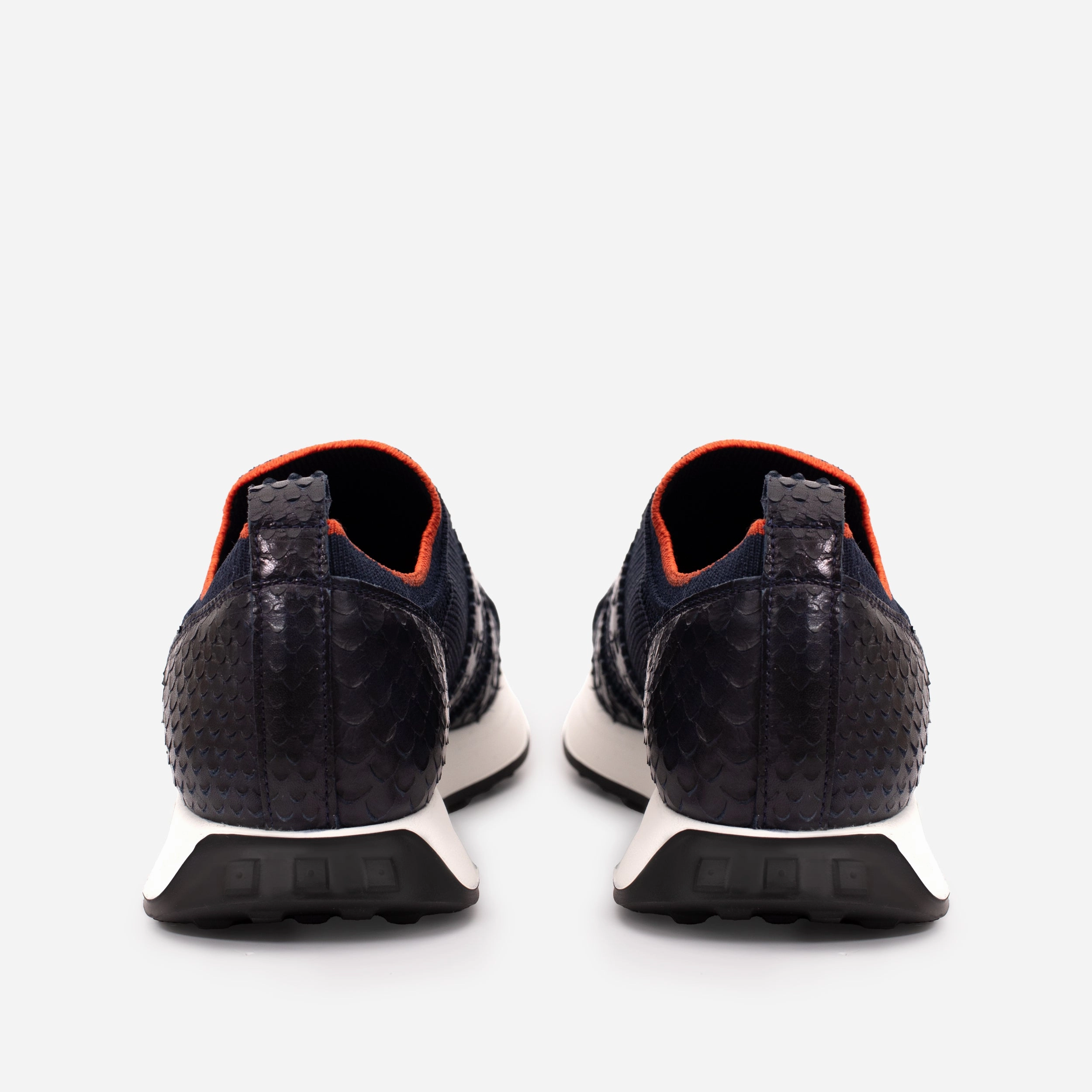 The Aslan Navy Knitted & Leather Men Sneaker