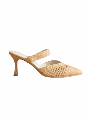 The Tia Pointed Toe Raffia Kitten Heel