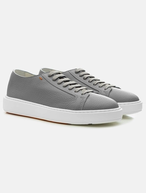 Tumbled Leather Sneaker Grey