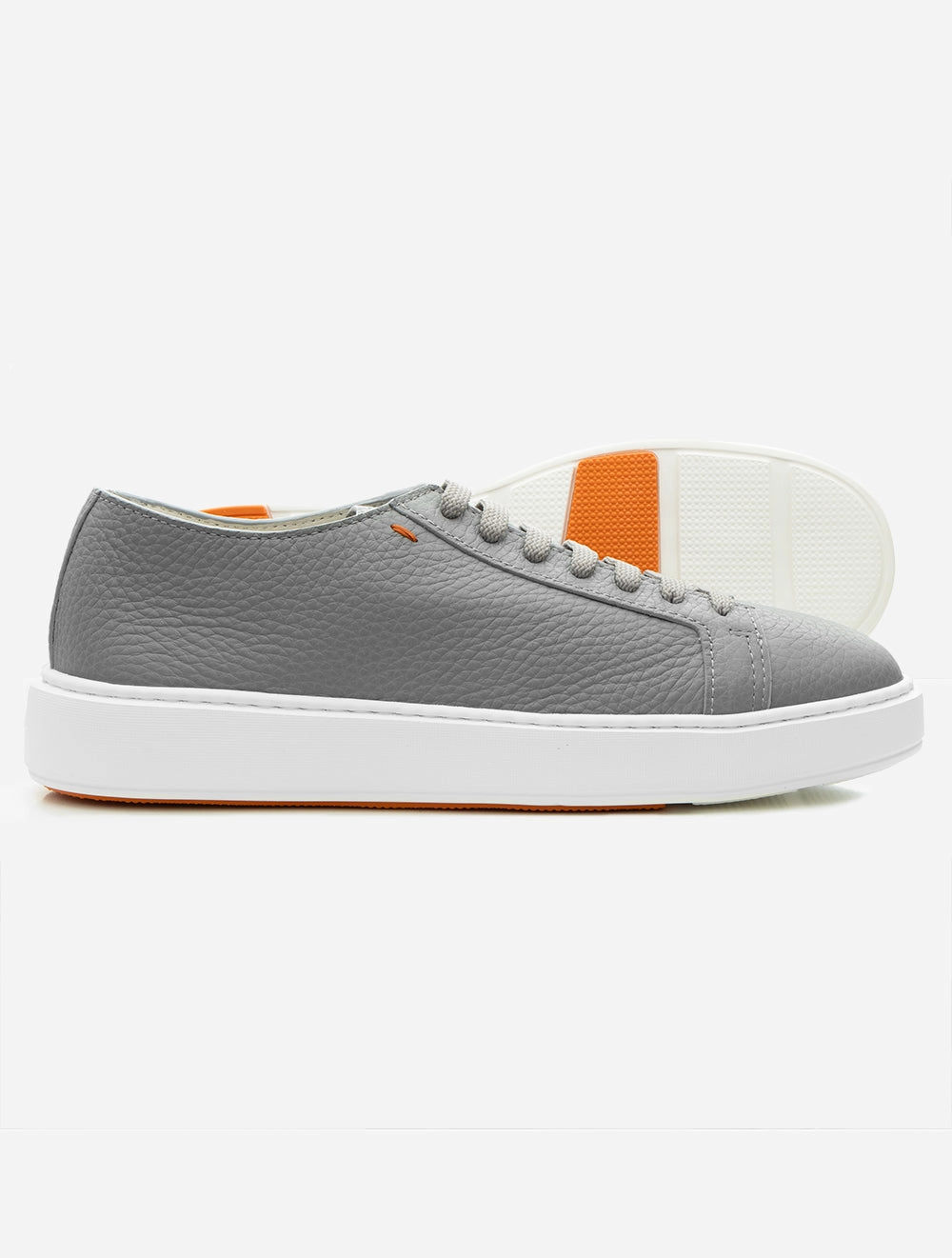 Tumbled Leather Sneaker Grey
