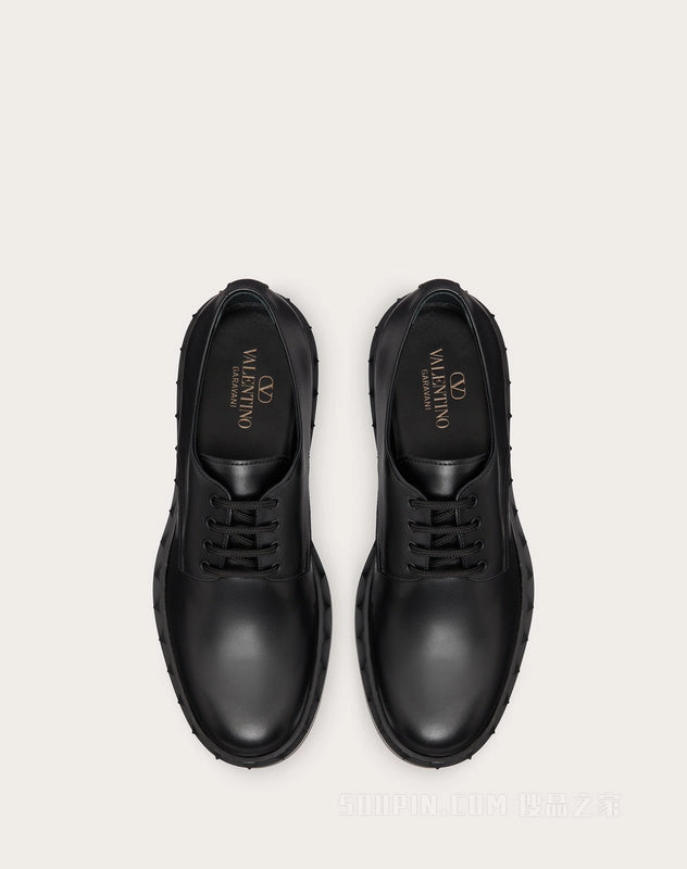 Valentino Garavani Rockstud Round Toe Lace-Up Shoes Black