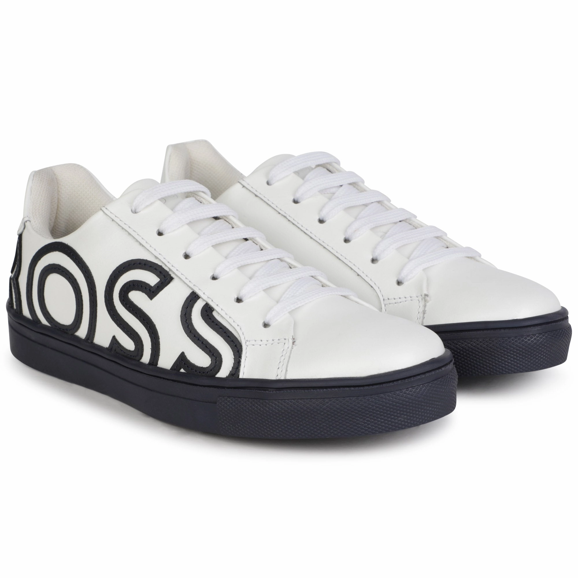 White Navy Logo Lace Sneaker