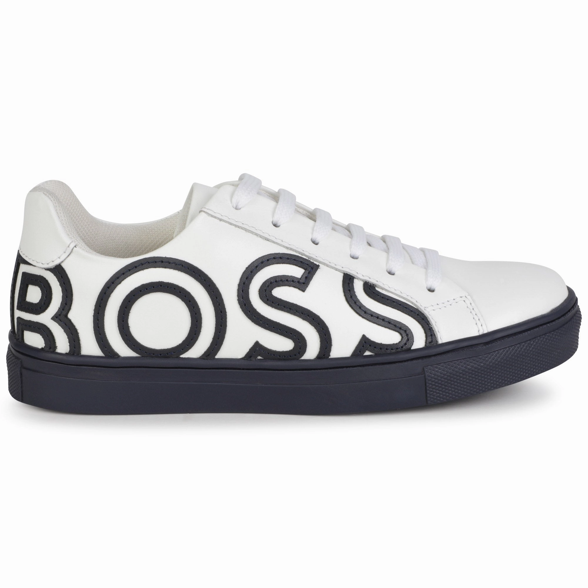 White Navy Logo Lace Sneaker