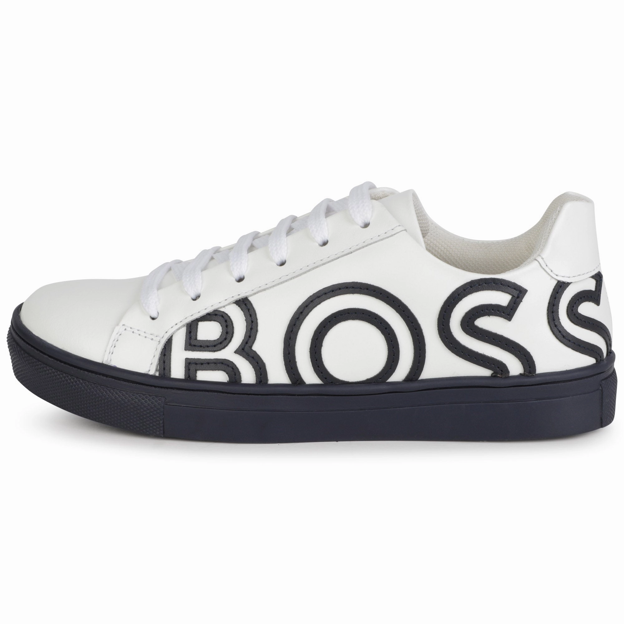 White Navy Logo Lace Sneaker