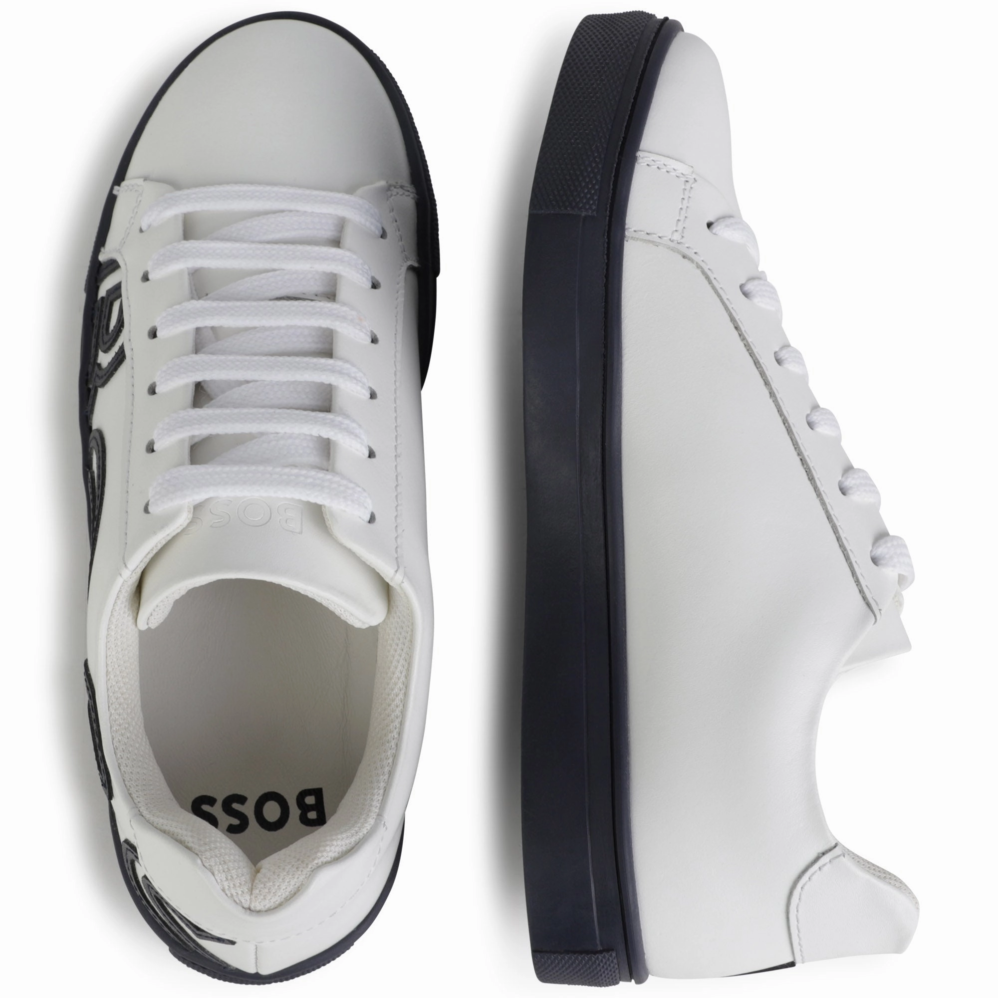 White Navy Logo Lace Sneaker