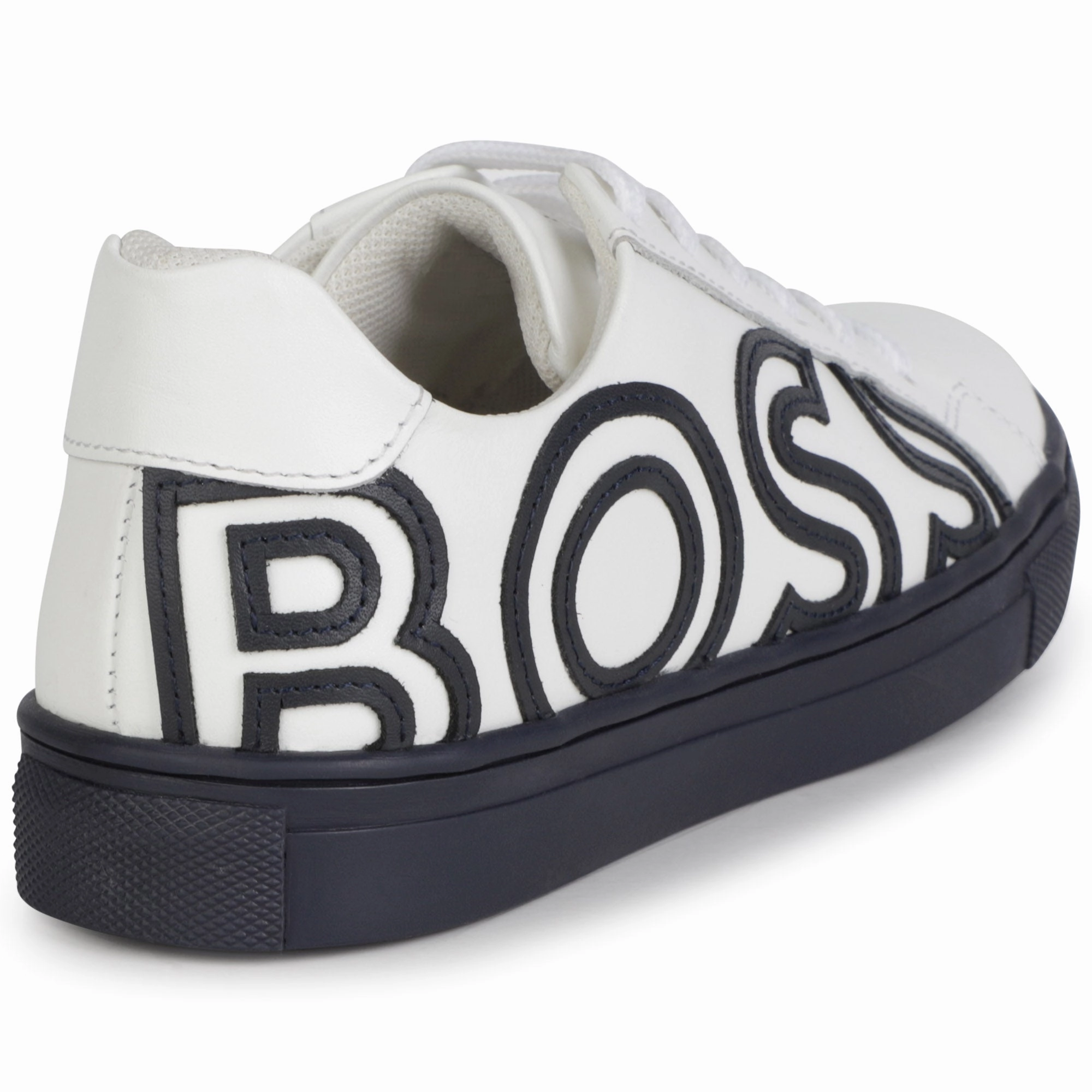 White Navy Logo Lace Sneaker