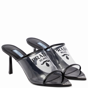 Womens Prada Logo PVC Heels